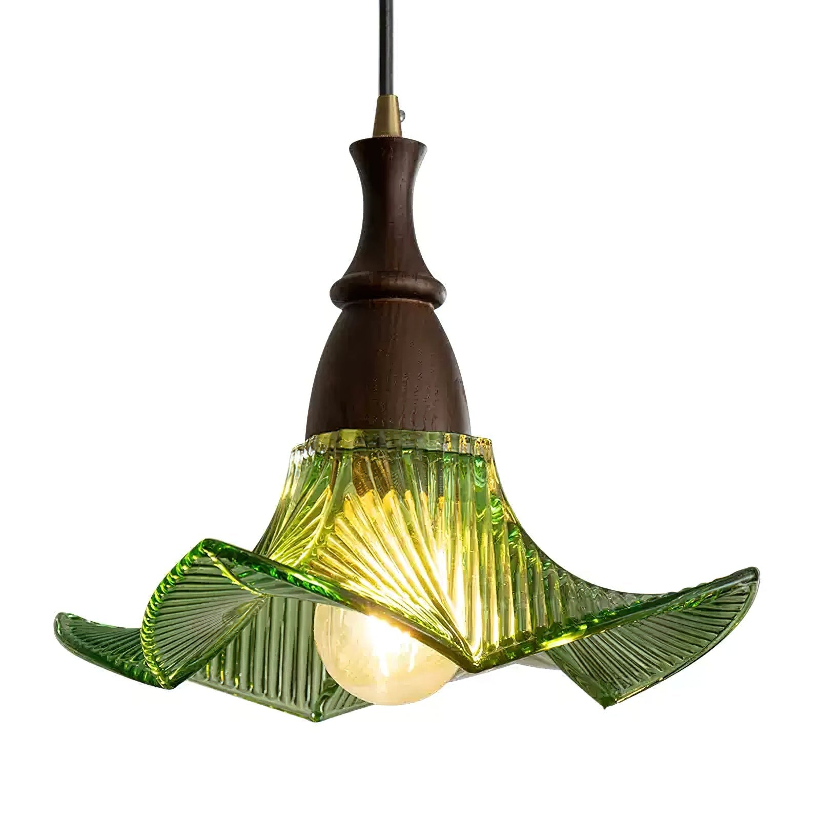 Lila Pendant Lamp Glass Folded Green Vintage - Letslighting