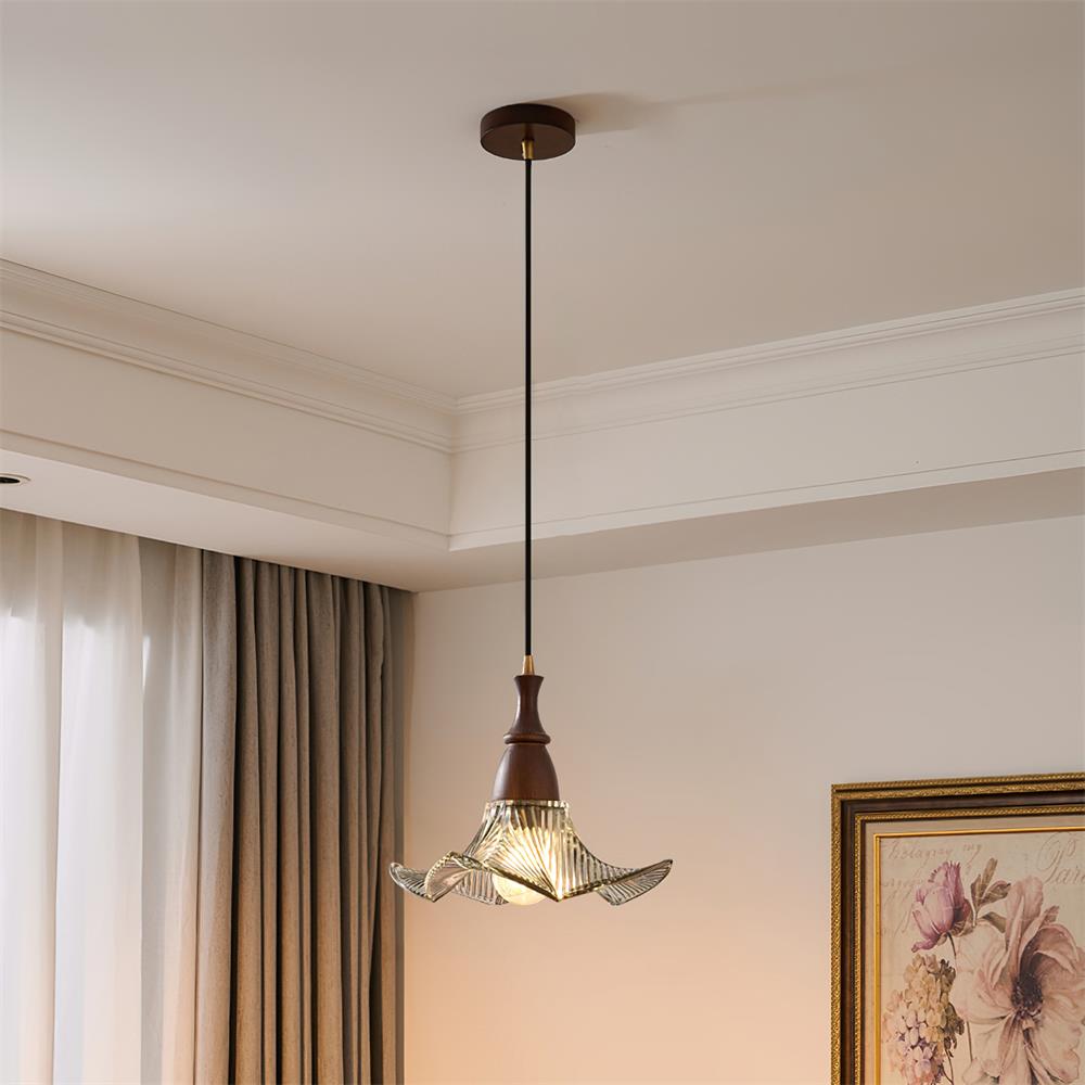 Lila Pendant Lamp Glass Folded Green Vintage - Letslighting