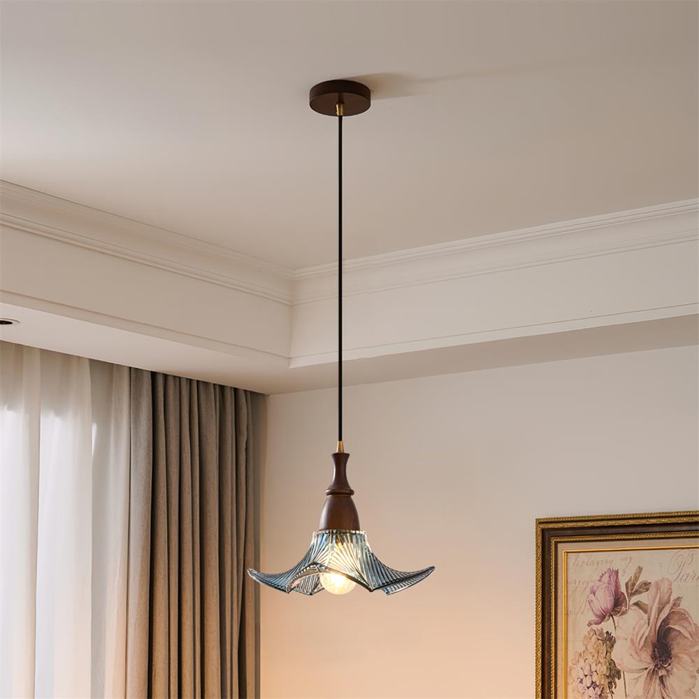 Lila Pendant Lamp Glass Folded Green Vintage - Letslighting