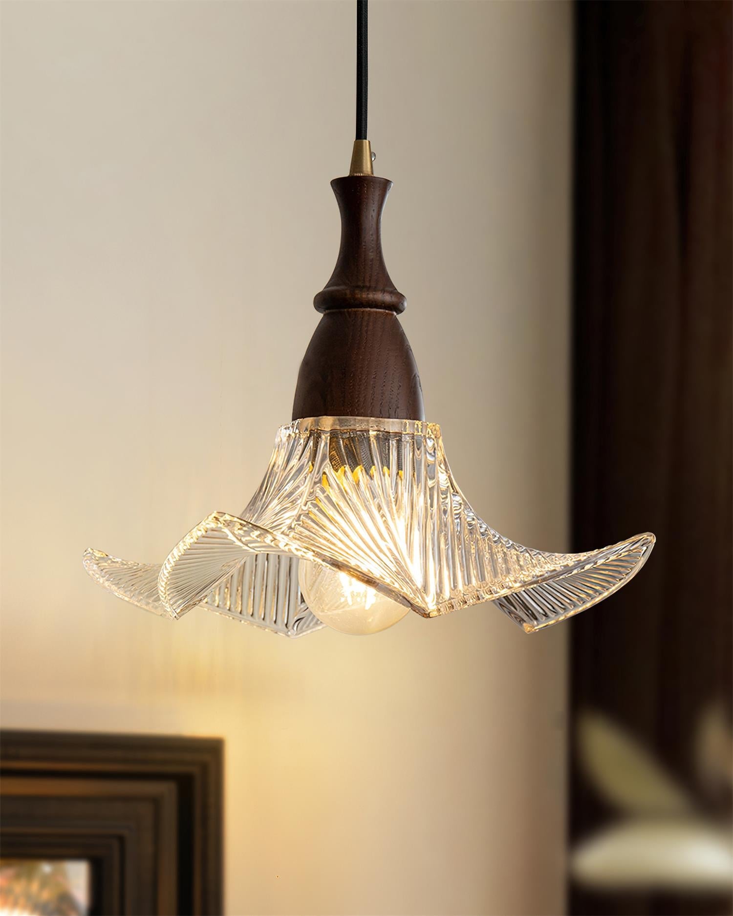 Lila Pendant Lamp Glass Folded Green Vintage - Letslighting