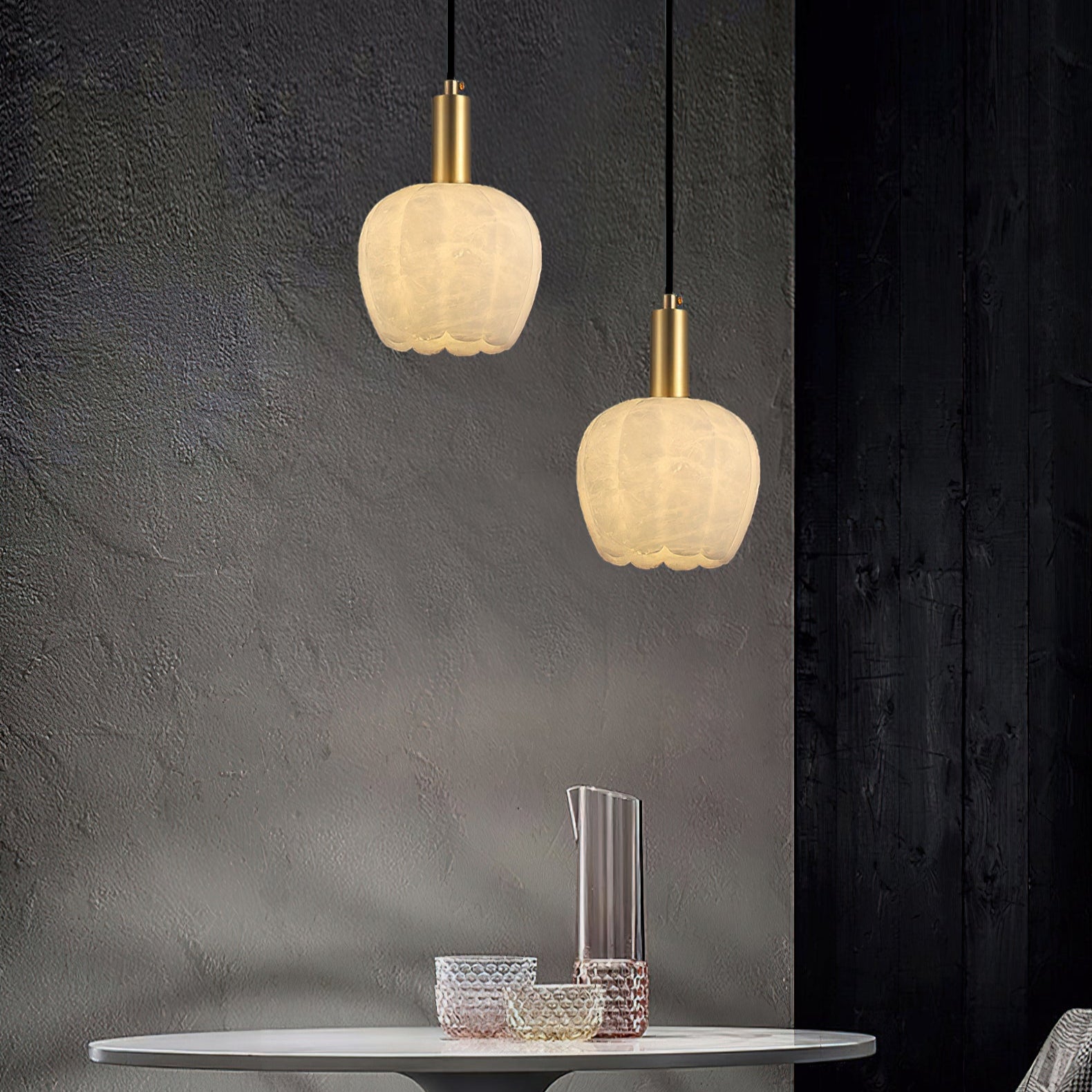 Ritta Pendant Light Flower-shaped Alabaster