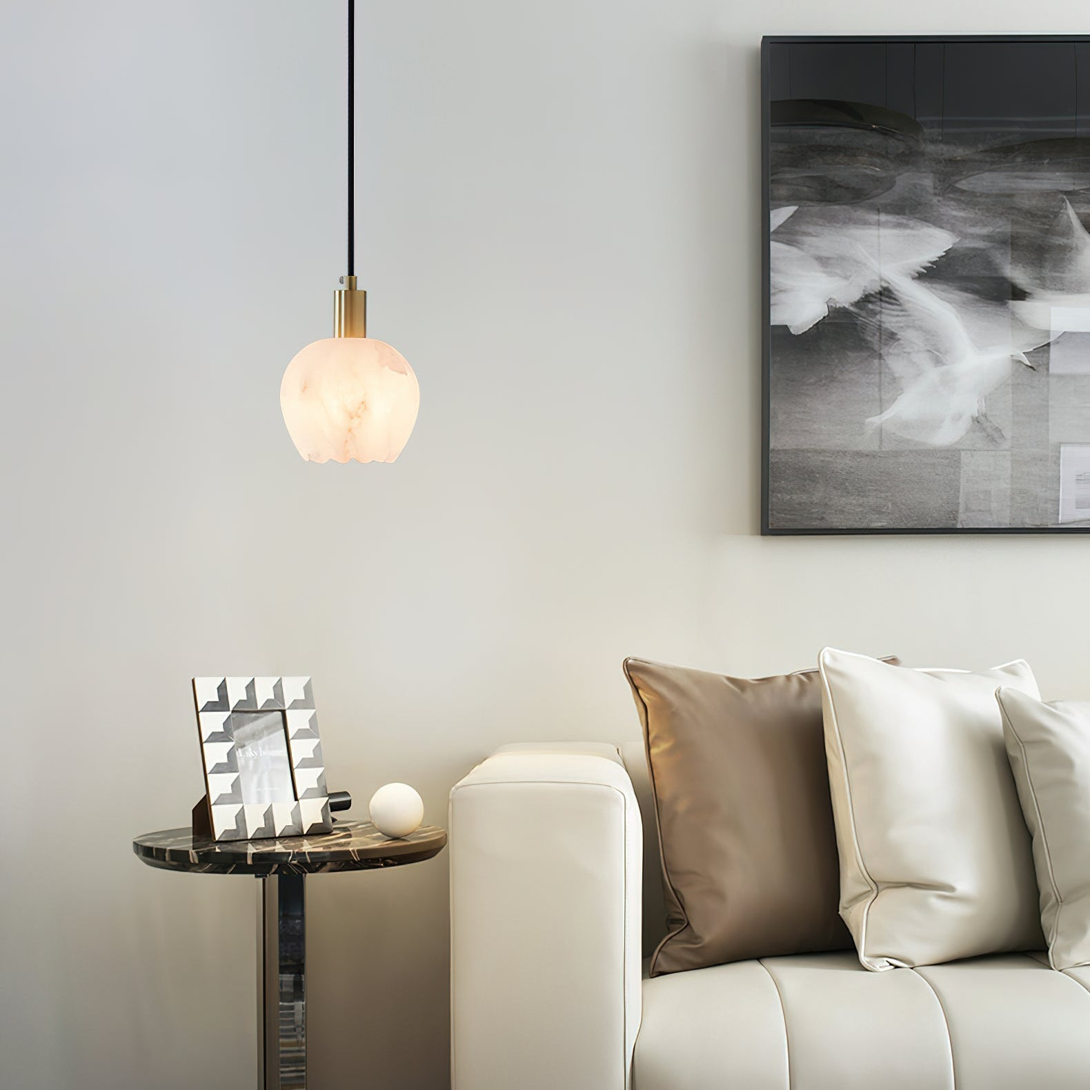 Ritta Pendant Light Flower-shaped Alabaster