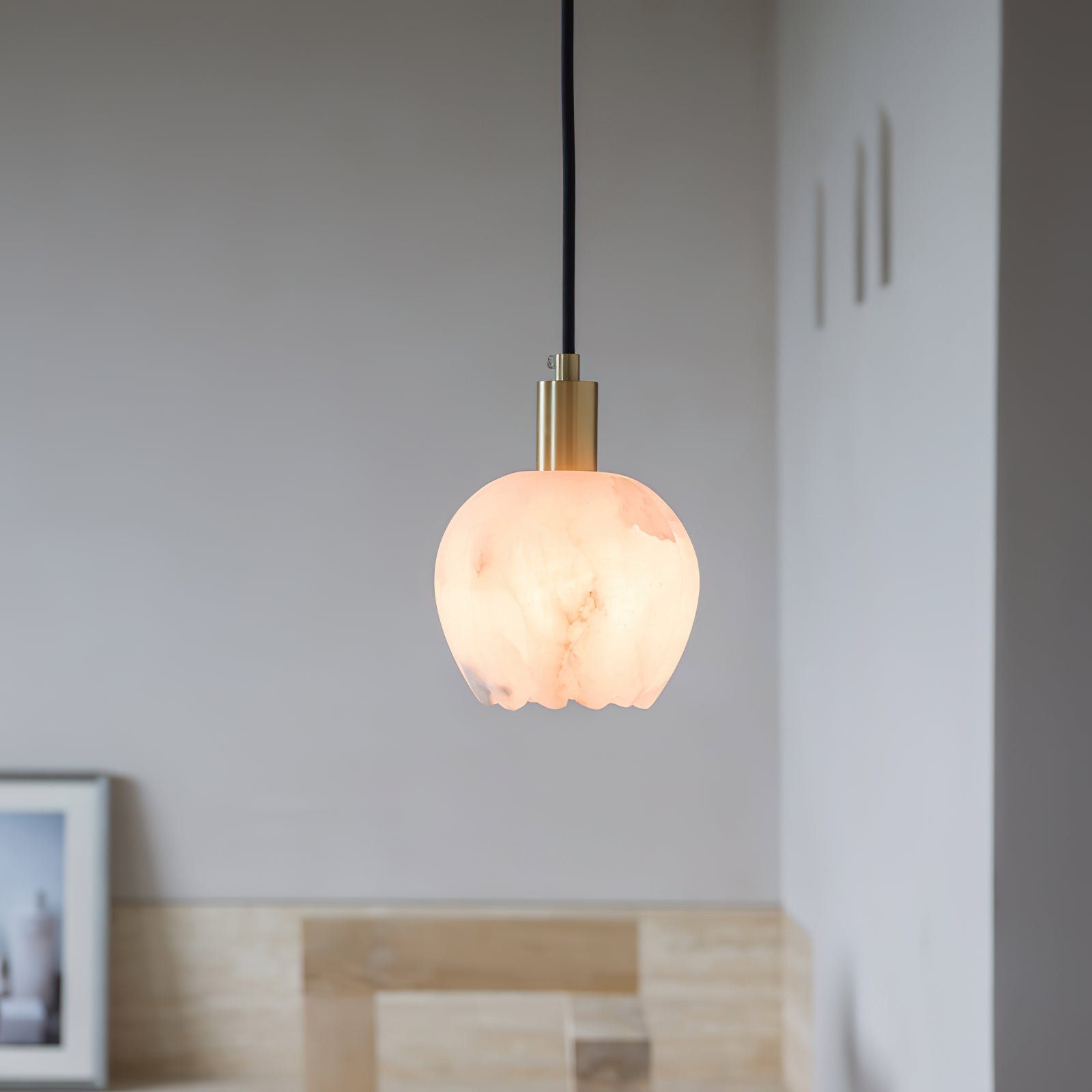 Ritta Pendant Light Flower-shaped Alabaster
