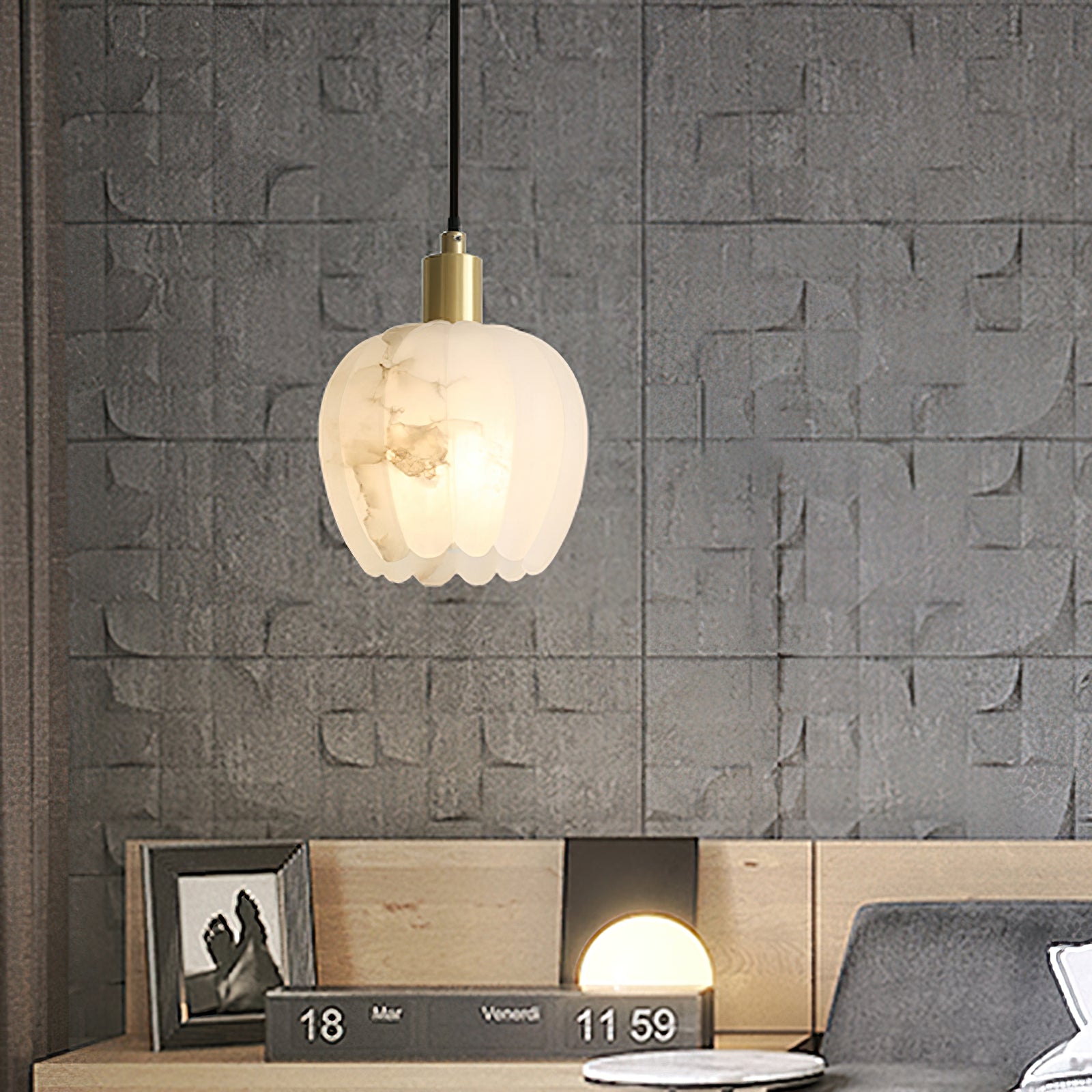 Ritta Pendant Light Flower-shaped Alabaster