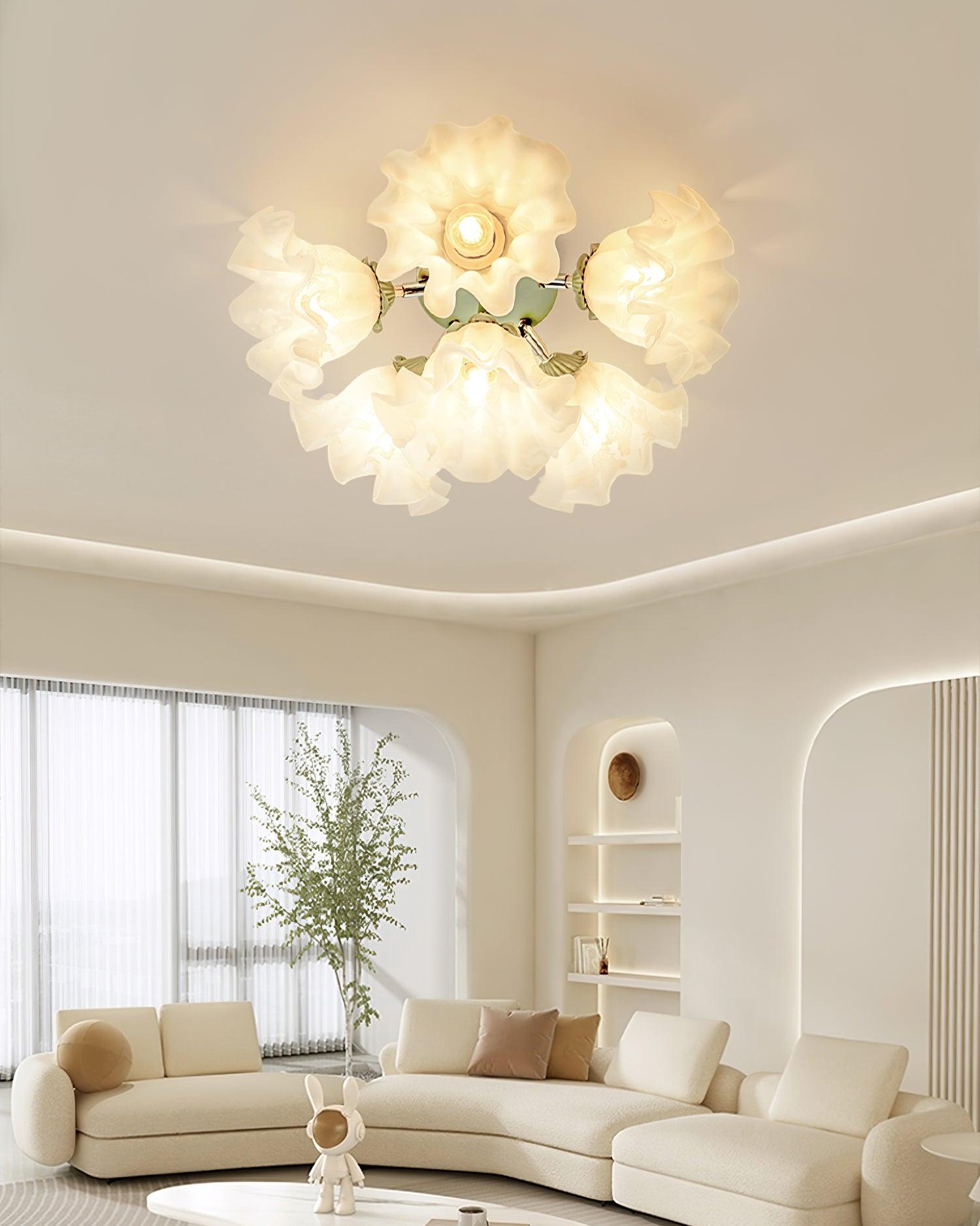 Ceiling Light Petal Shades Wavy Glass Bloom Elegant Floral - Letslighting