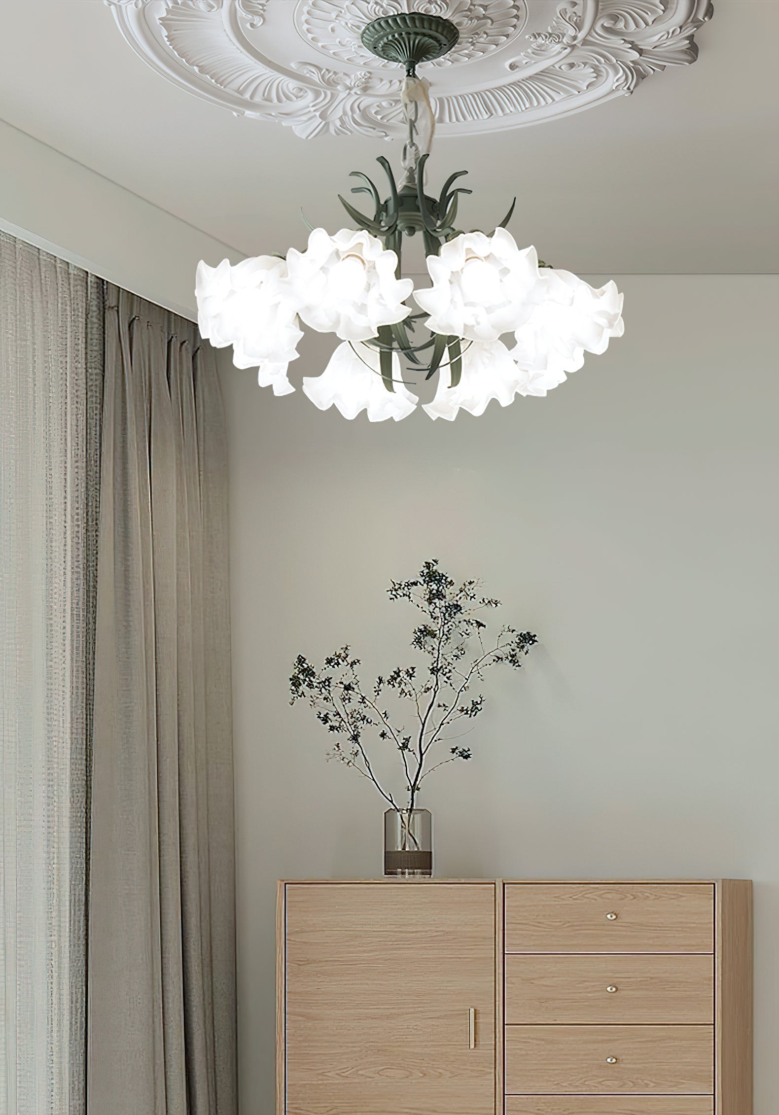 Lustra Chandelier Flower with Petals and Leaves - Letslighting
