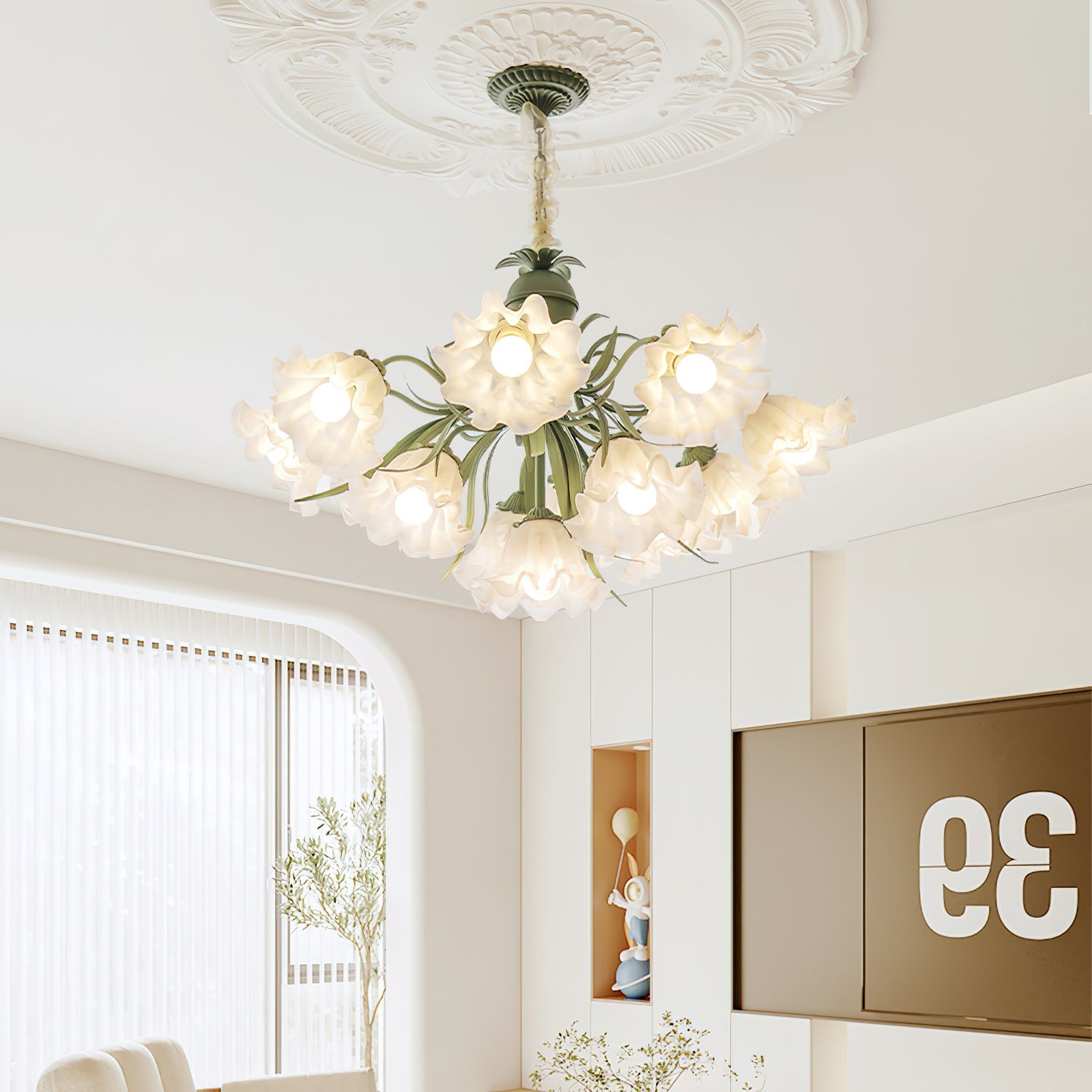 Lustra Chandelier Flower with Petals and Leaves - Letslighting