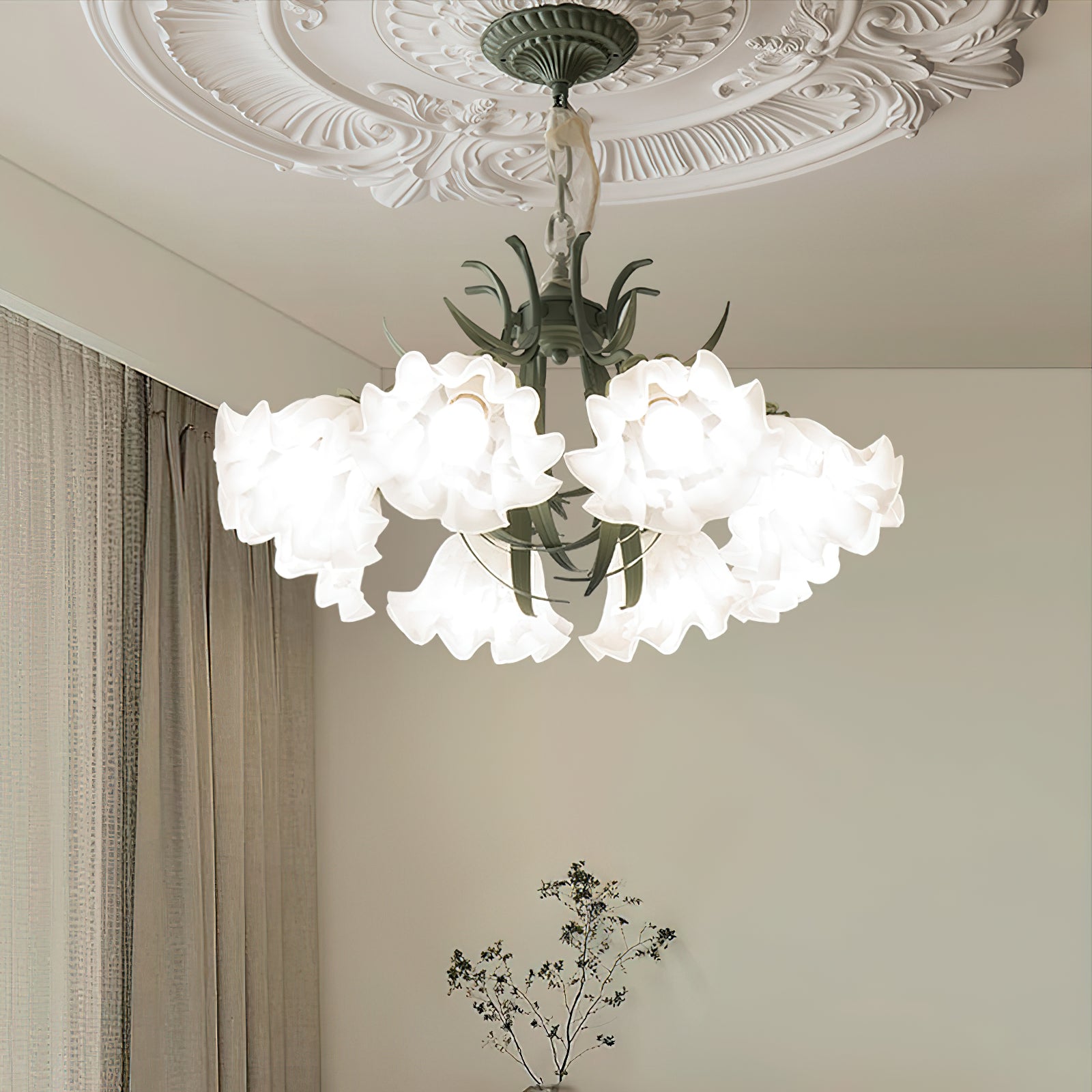 Lustra Chandelier Flower with Petals and Leaves - Letslighting