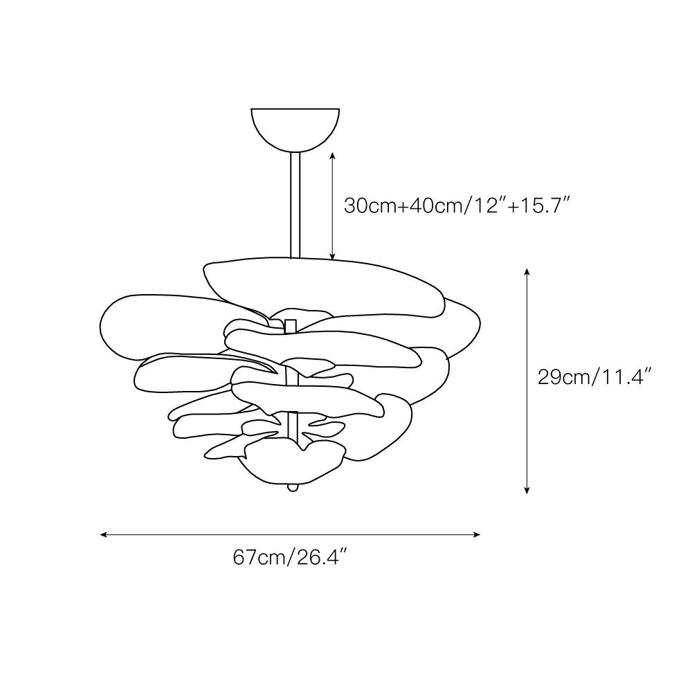 Valentina Contemporary Lotus Leaf Layered Glass Chandelier