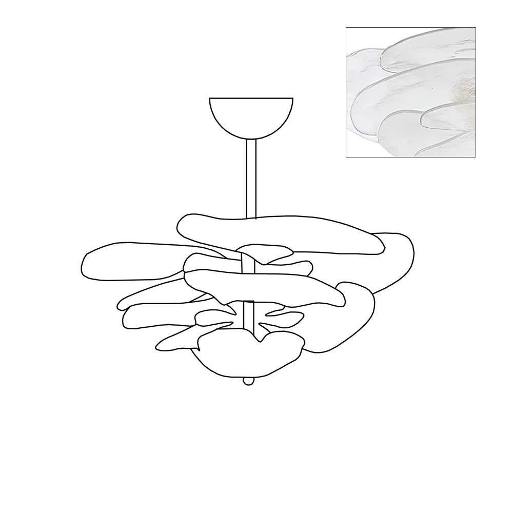 Valentina Contemporary Lotus Leaf Layered Glass Chandelier
