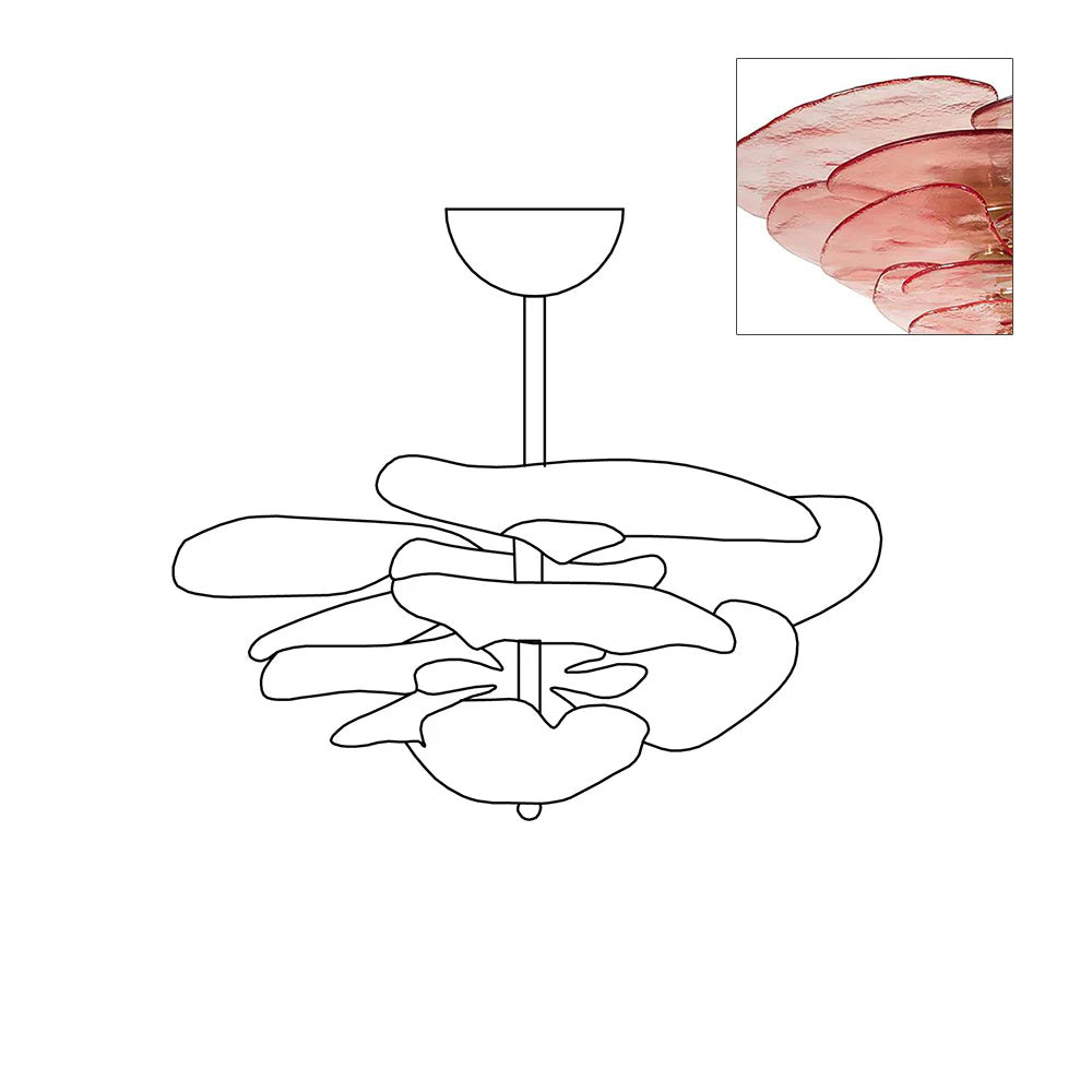 Valentina Contemporary Lotus Leaf Layered Glass Chandelier