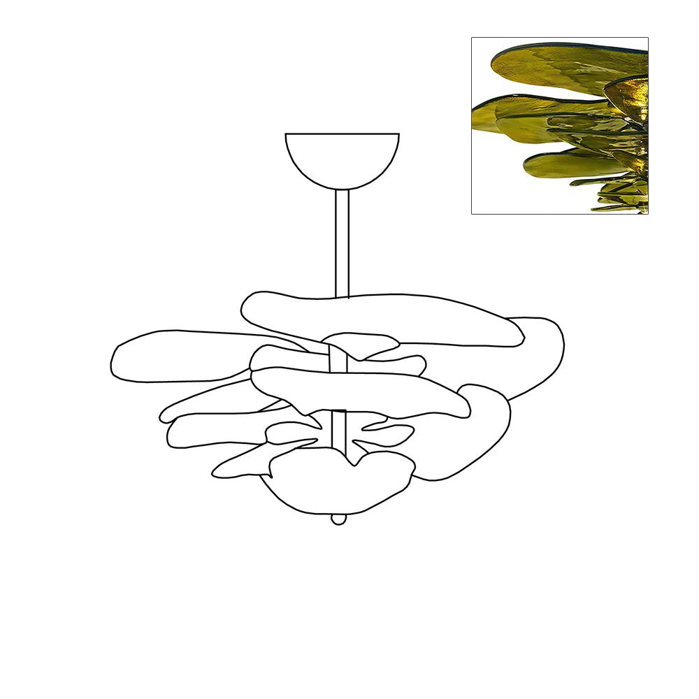 Valentina Contemporary Lotus Leaf Layered Glass Chandelier