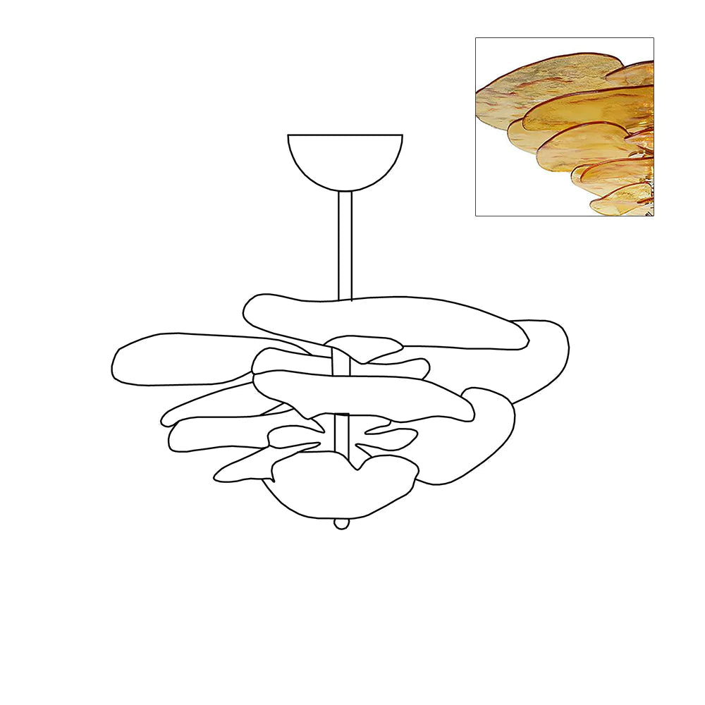 Valentina Contemporary Lotus Leaf Layered Glass Chandelier