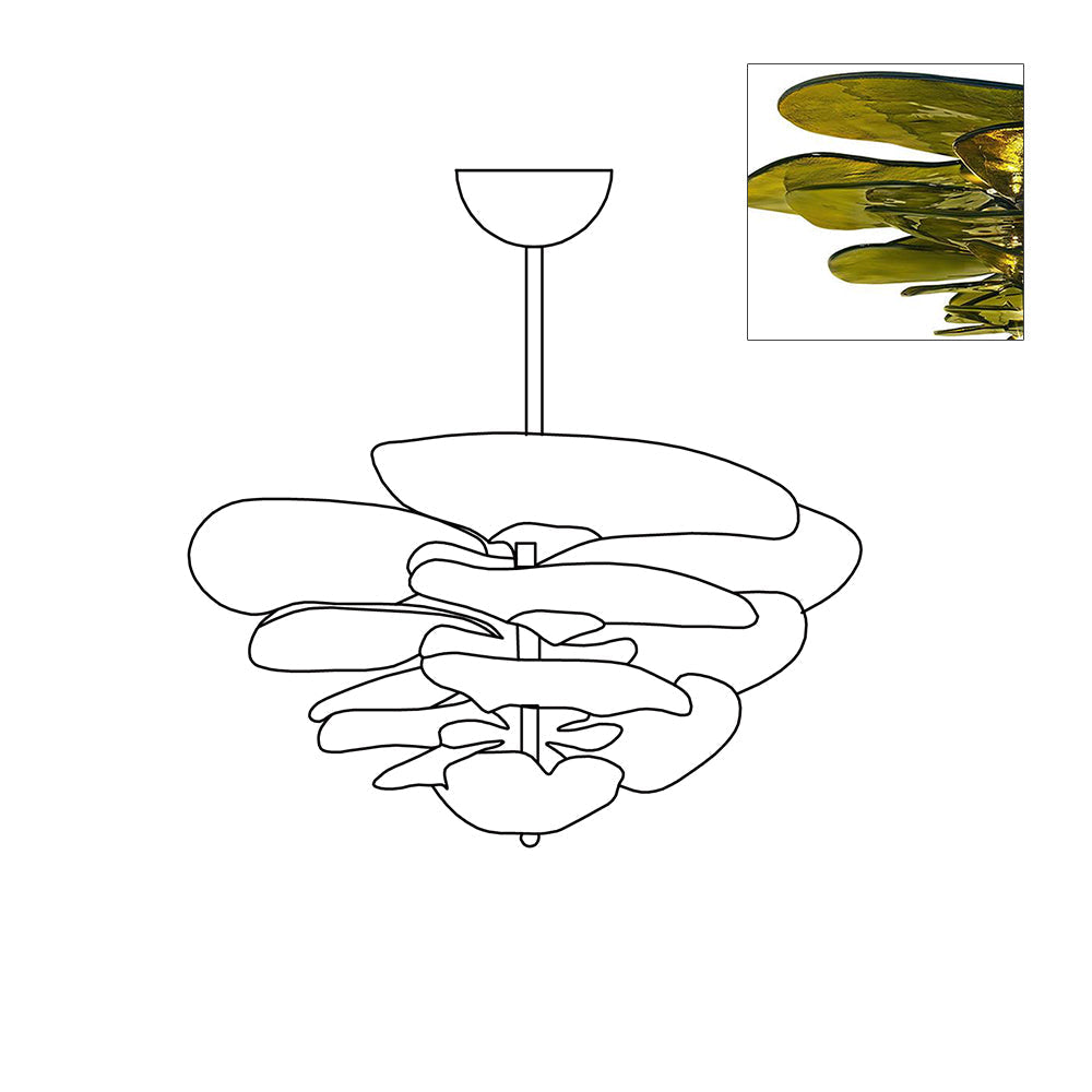 Valentina Contemporary Lotus Leaf Layered Glass Chandelier