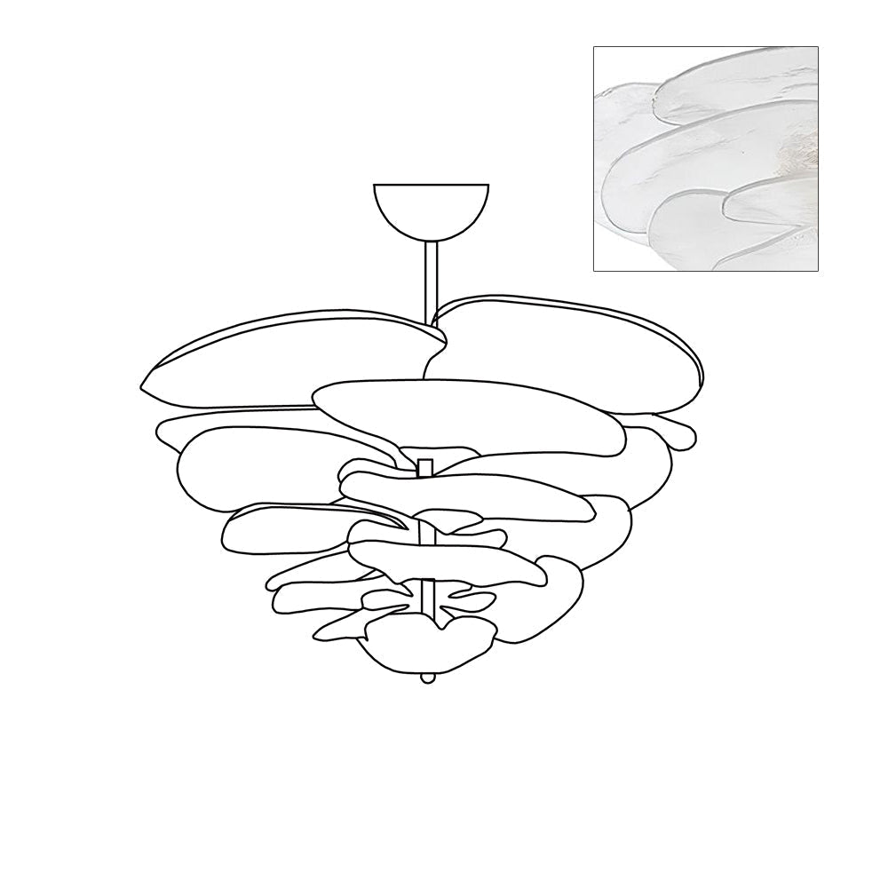 Valentina Contemporary Lotus Leaf Layered Glass Chandelier