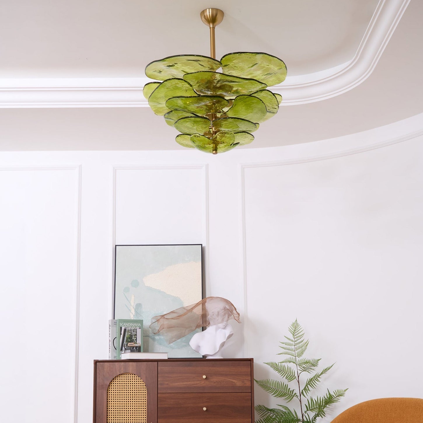 Valentina Contemporary Lotus Leaf Layered Glass Chandelier