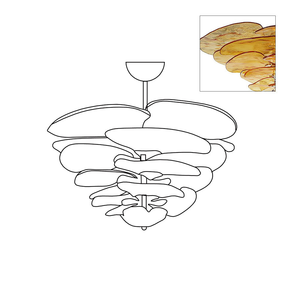 Valentina Contemporary Lotus Leaf Layered Glass Chandelier