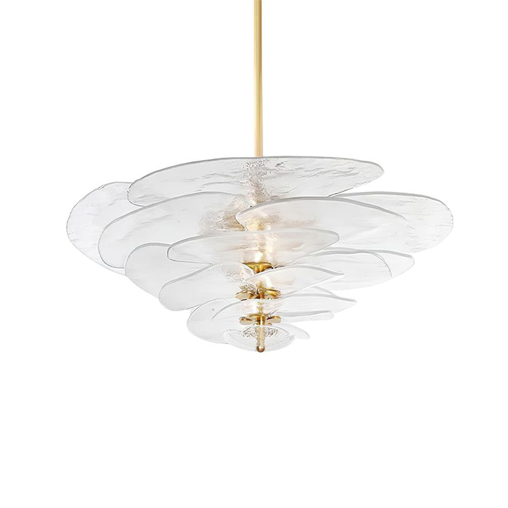 Valentina Contemporary Lotus Leaf Layered Glass Chandelier