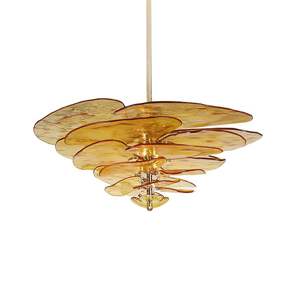 Valentina Contemporary Lotus Leaf Layered Glass Chandelier