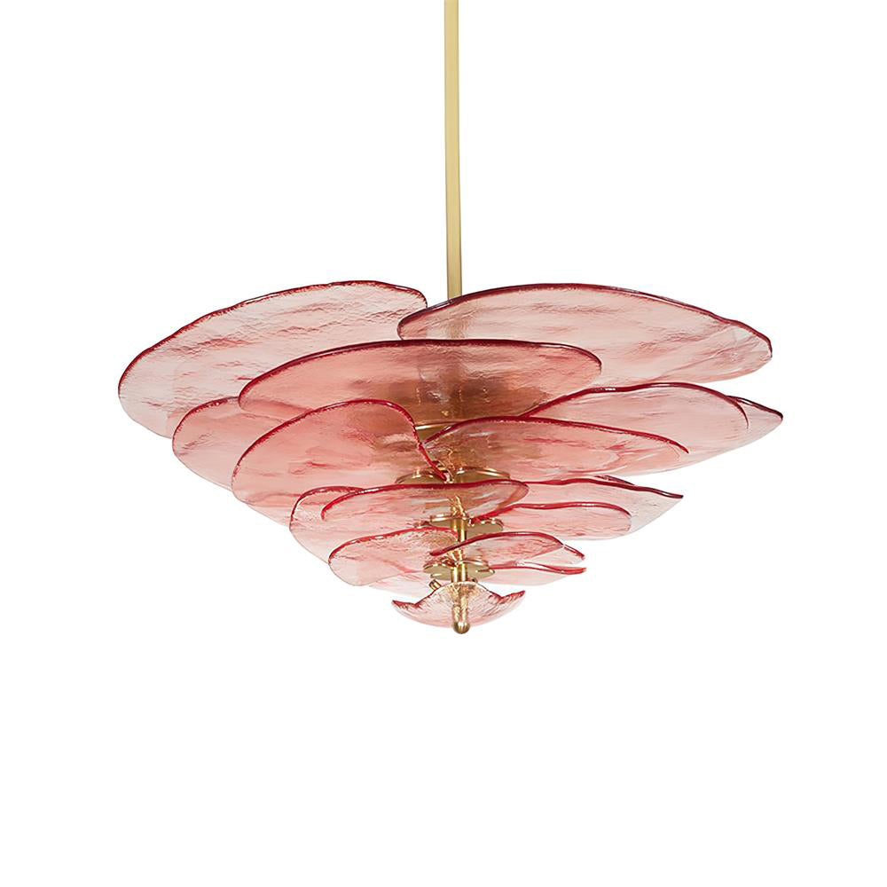 Valentina Contemporary Lotus Leaf Layered Glass Chandelier