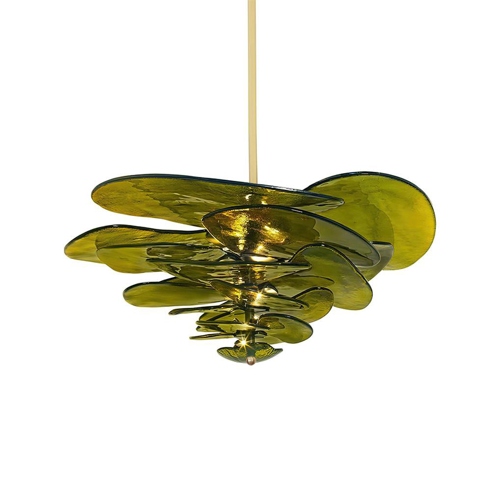 Valentina Contemporary Lotus Leaf Layered Glass Chandelier