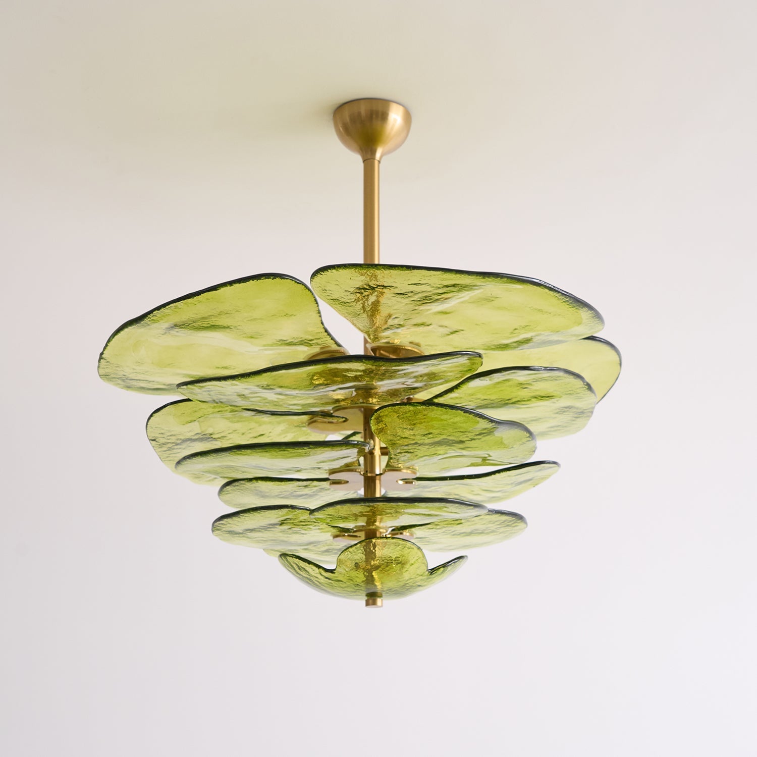 Valentina Contemporary Lotus Leaf Layered Glass Chandelier