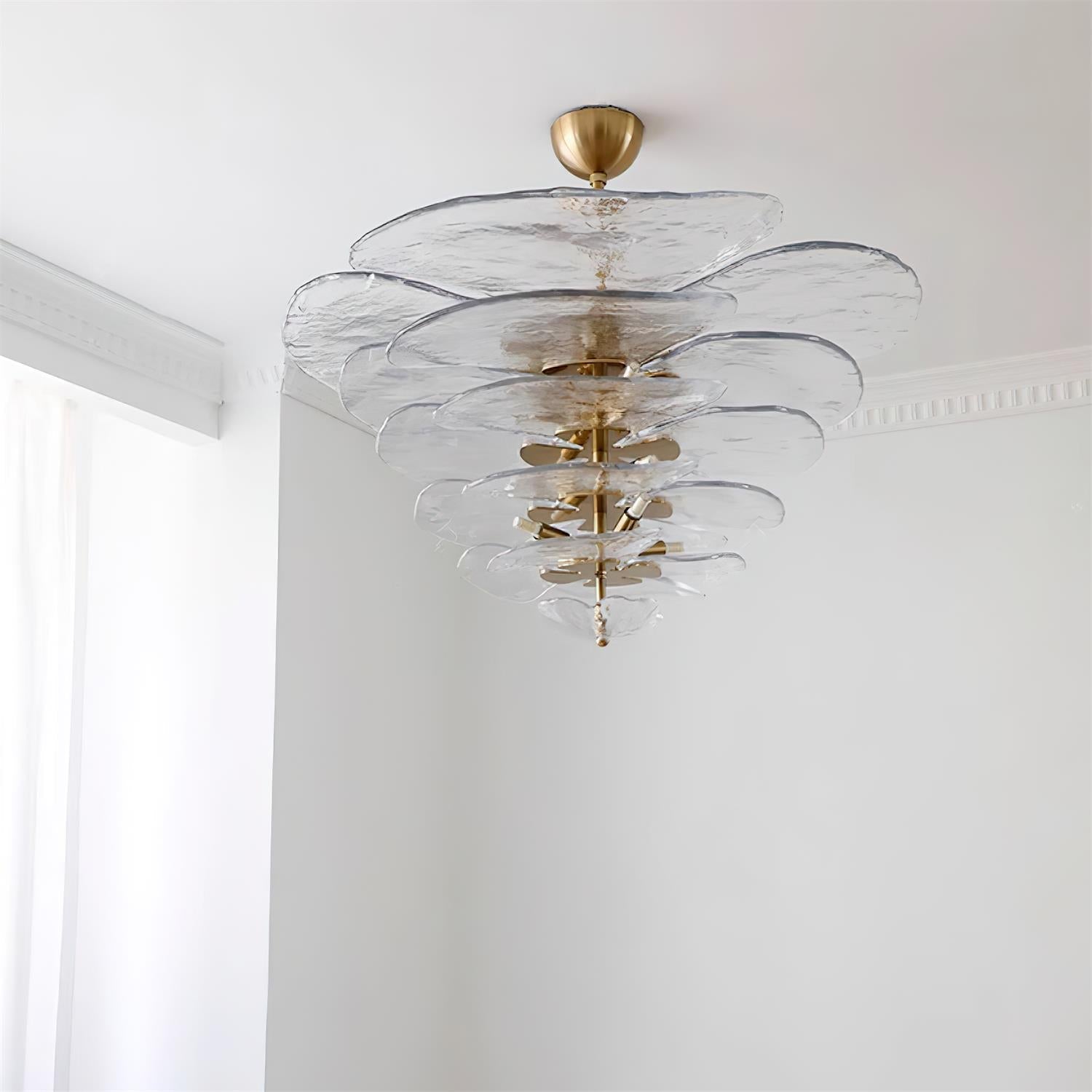 Valentina Contemporary Lotus Leaf Layered Glass Chandelier