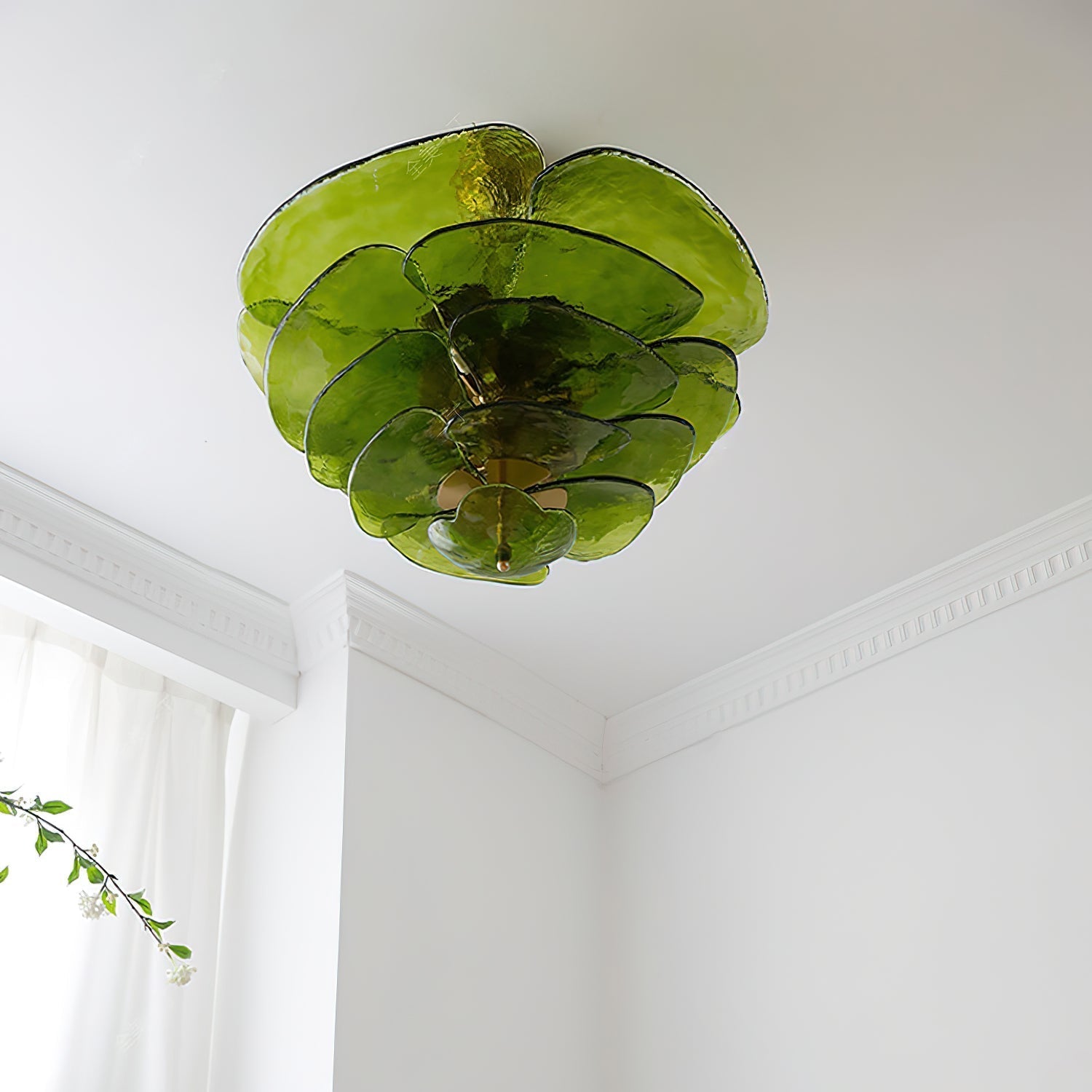 Valentina Contemporary Lotus Leaf Layered Glass Chandelier