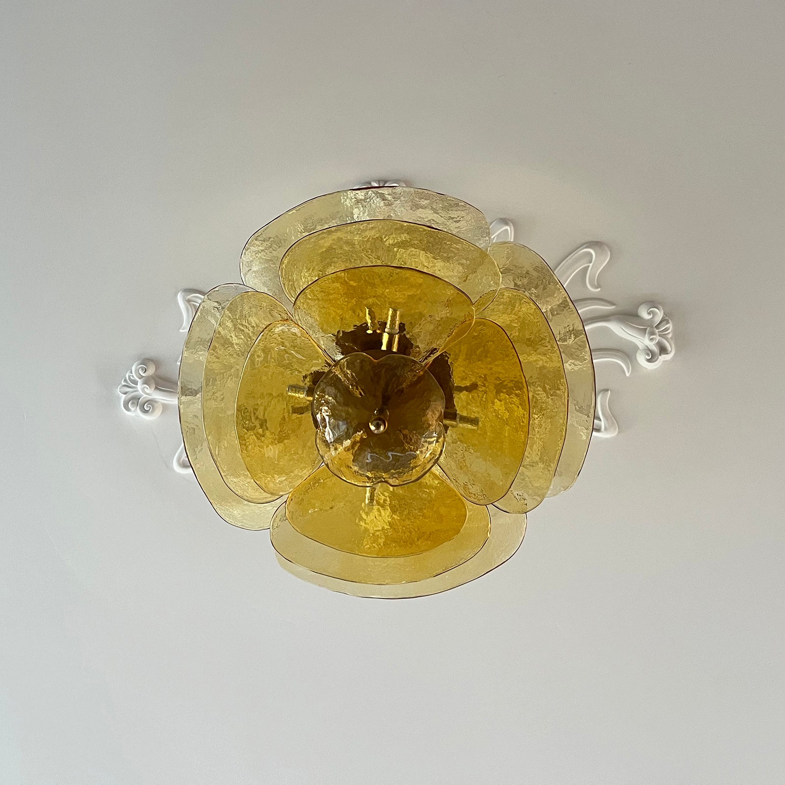 Valentina Contemporary Lotus Leaf Layered Glass Chandelier