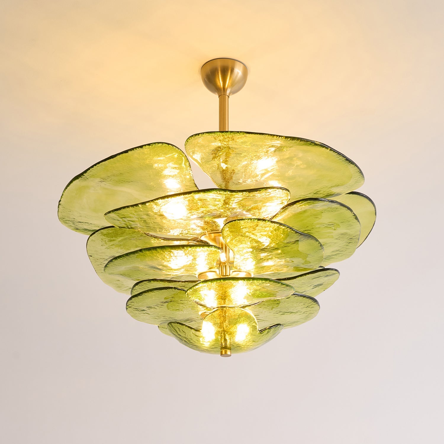 Valentina Contemporary Lotus Leaf Layered Glass Chandelier