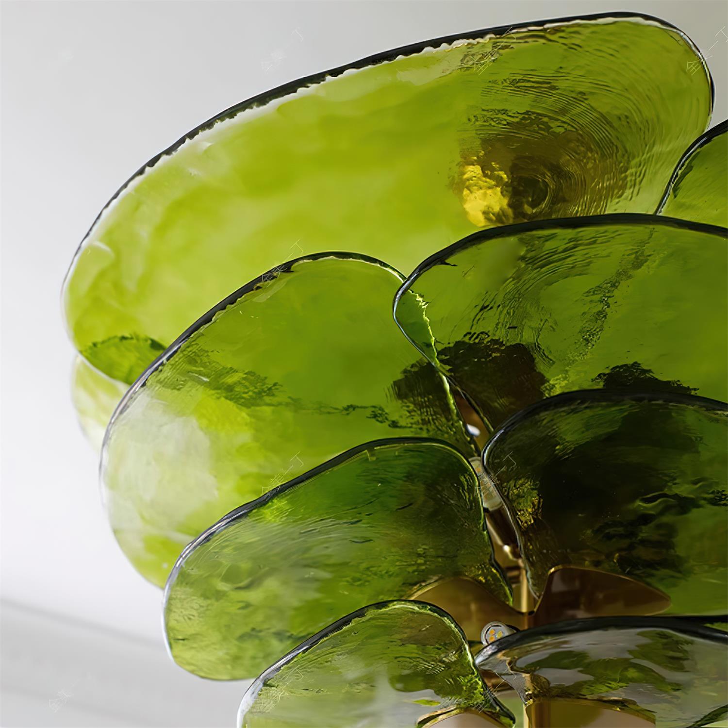 Valentina Contemporary Lotus Leaf Layered Glass Chandelier