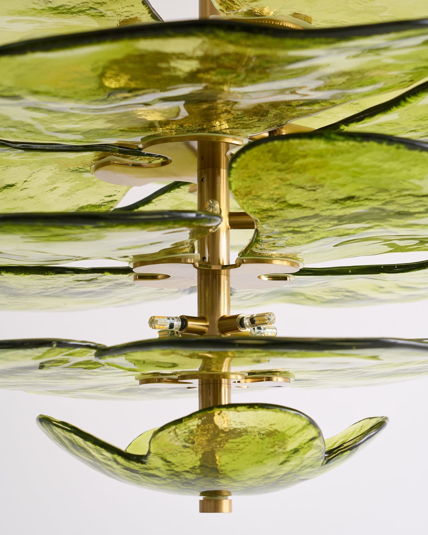 Valentina Contemporary Lotus Leaf Layered Glass Chandelier