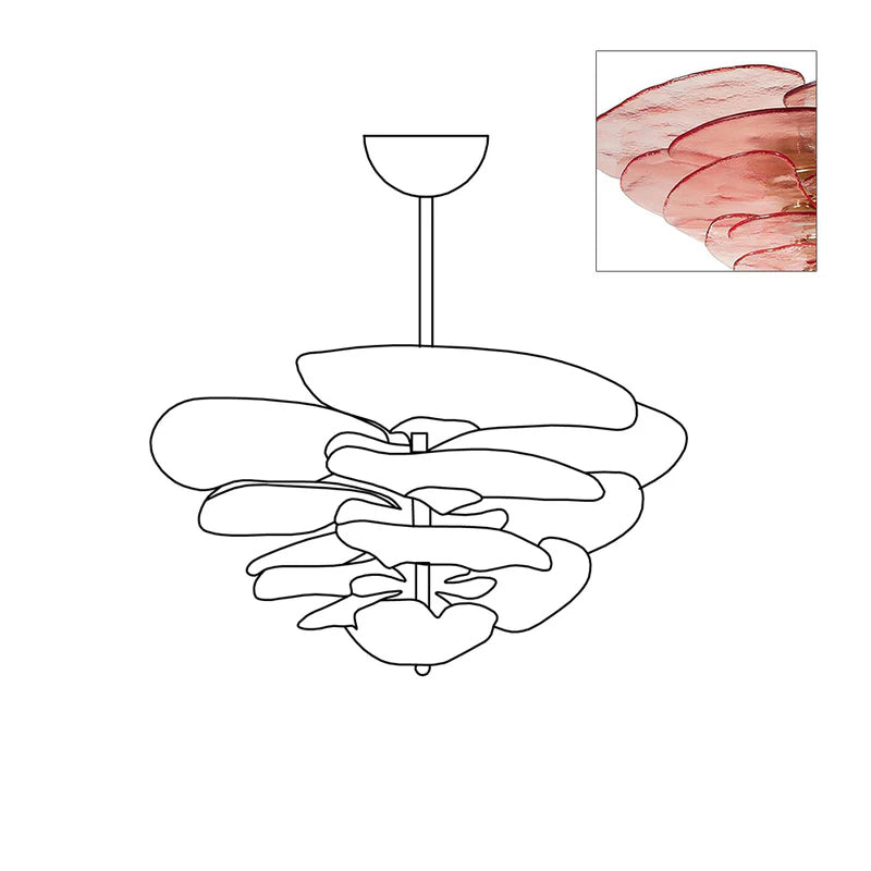Valentina Contemporary Lotus Leaf Layered Glass Chandelier
