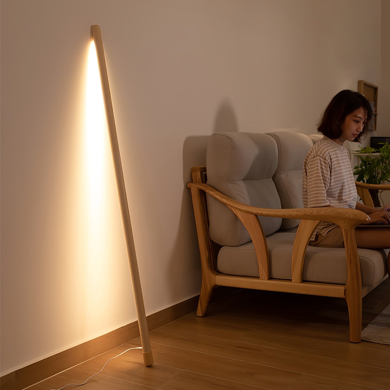 Amos Linear Modern Wood Floor Lamp - Letslighting