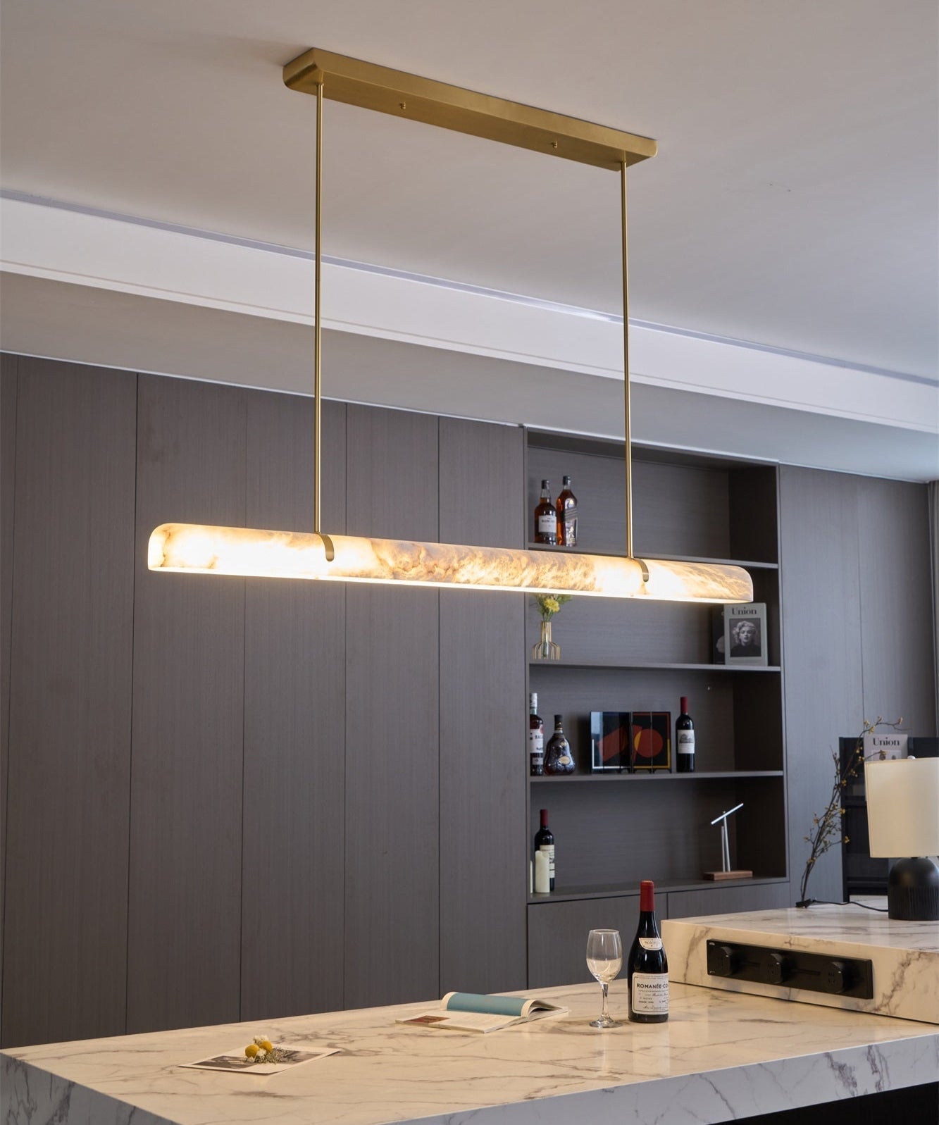 Ilraea Linear Alabaster Pendant Light - Letslighting