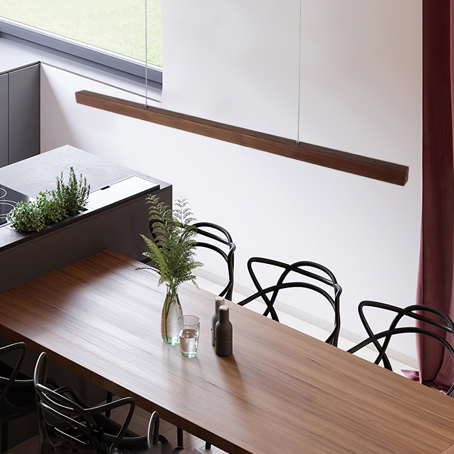 Elowen Linear Minimalist Wood Pendant Light - Letslighting