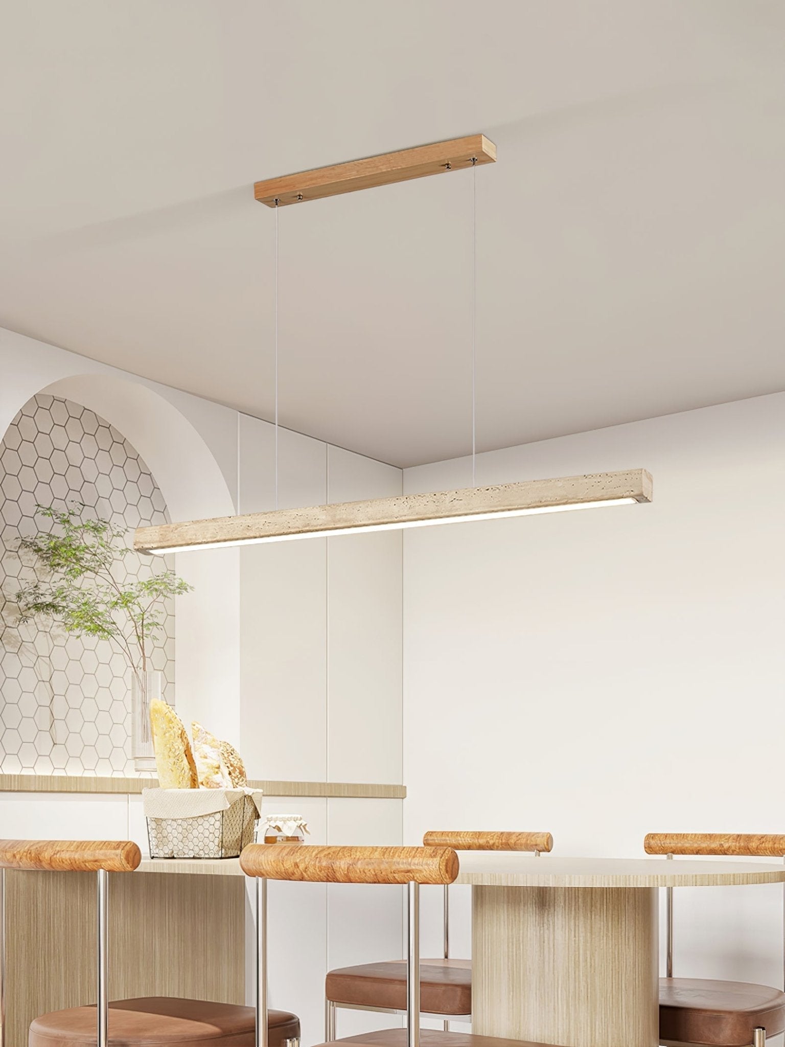 Imiror Minimalist Travertine Linear Pendant - Letslighting