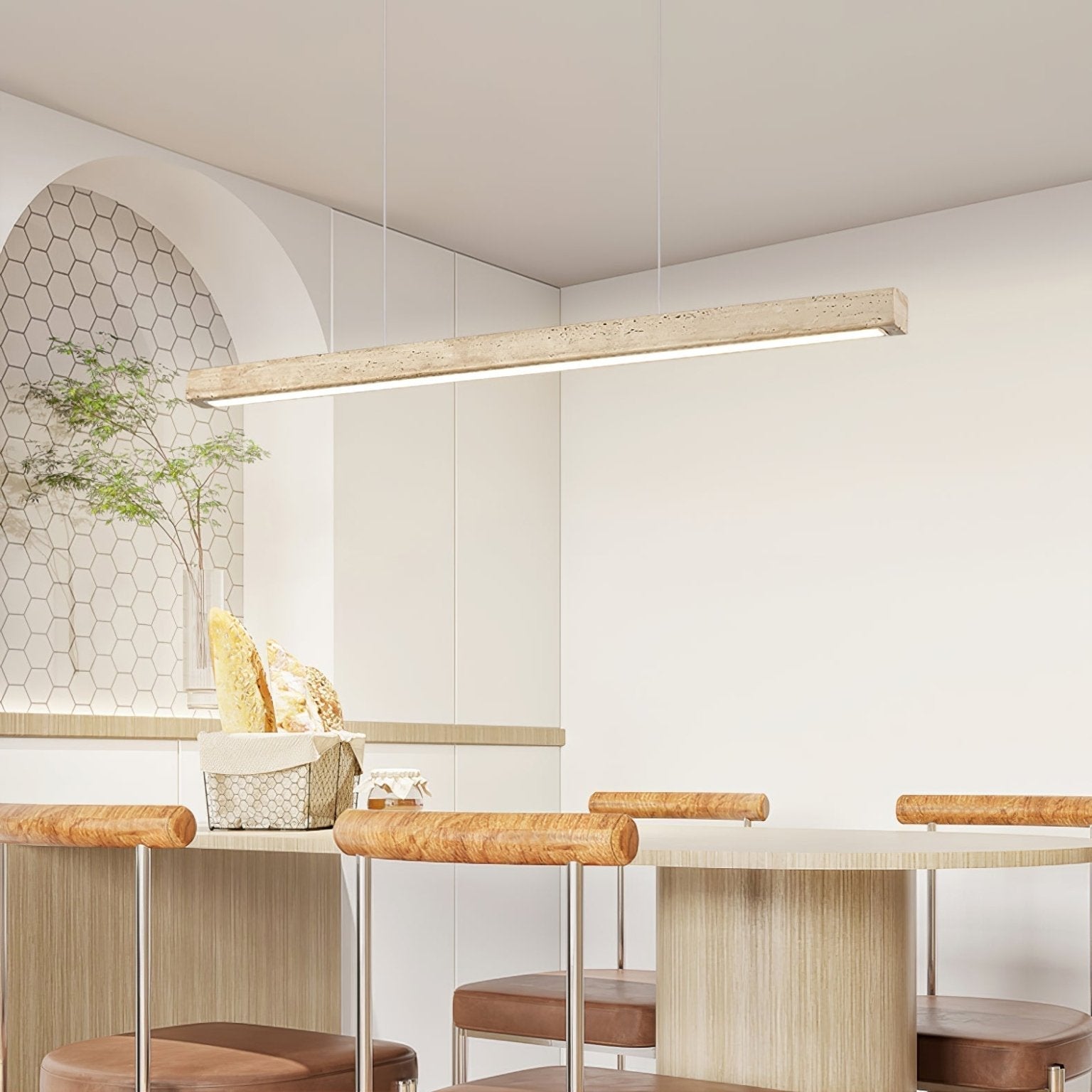Imiror Minimalist Travertine Linear Pendant - Letslighting