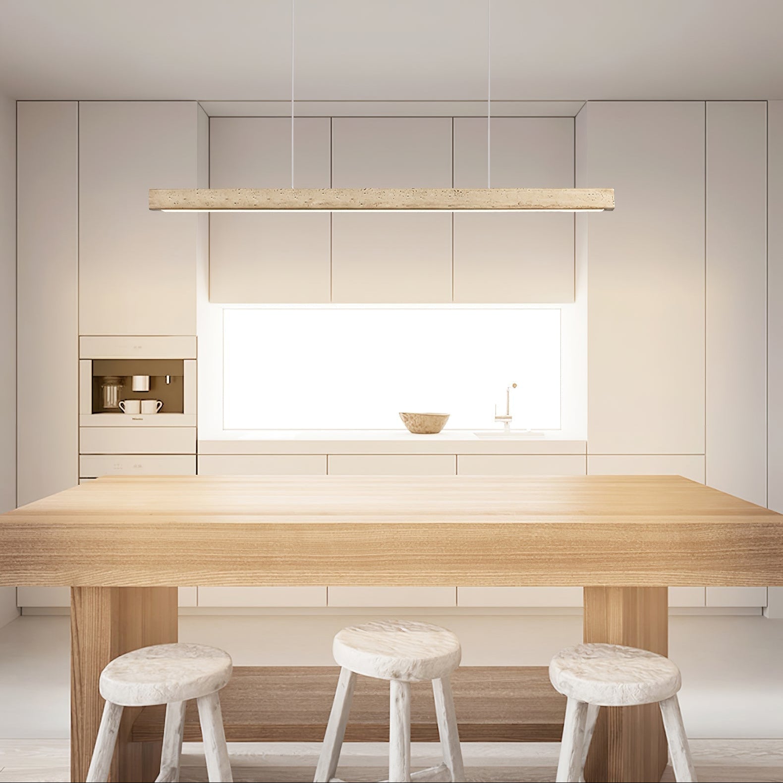 Imiror Minimalist Travertine Linear Pendant - Letslighting