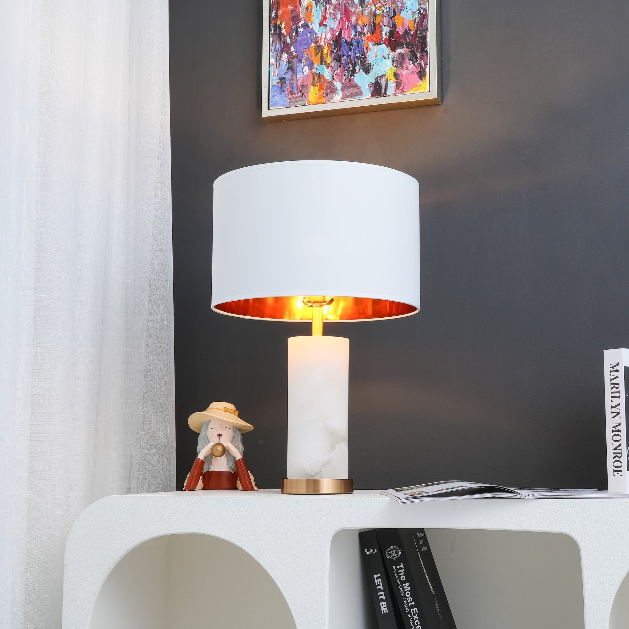 Zosilis Cylindrical Alabaster Table Lamp - Letslighting
