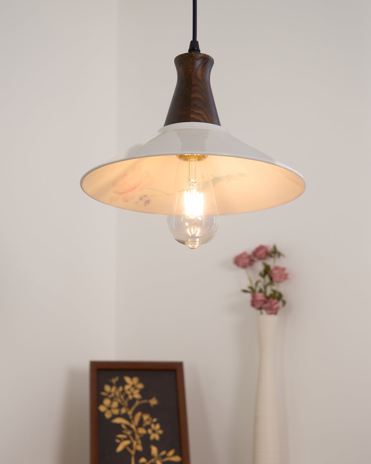 Linna Pendant Lamp Hand-Painted Floral Rustic - Letslighting