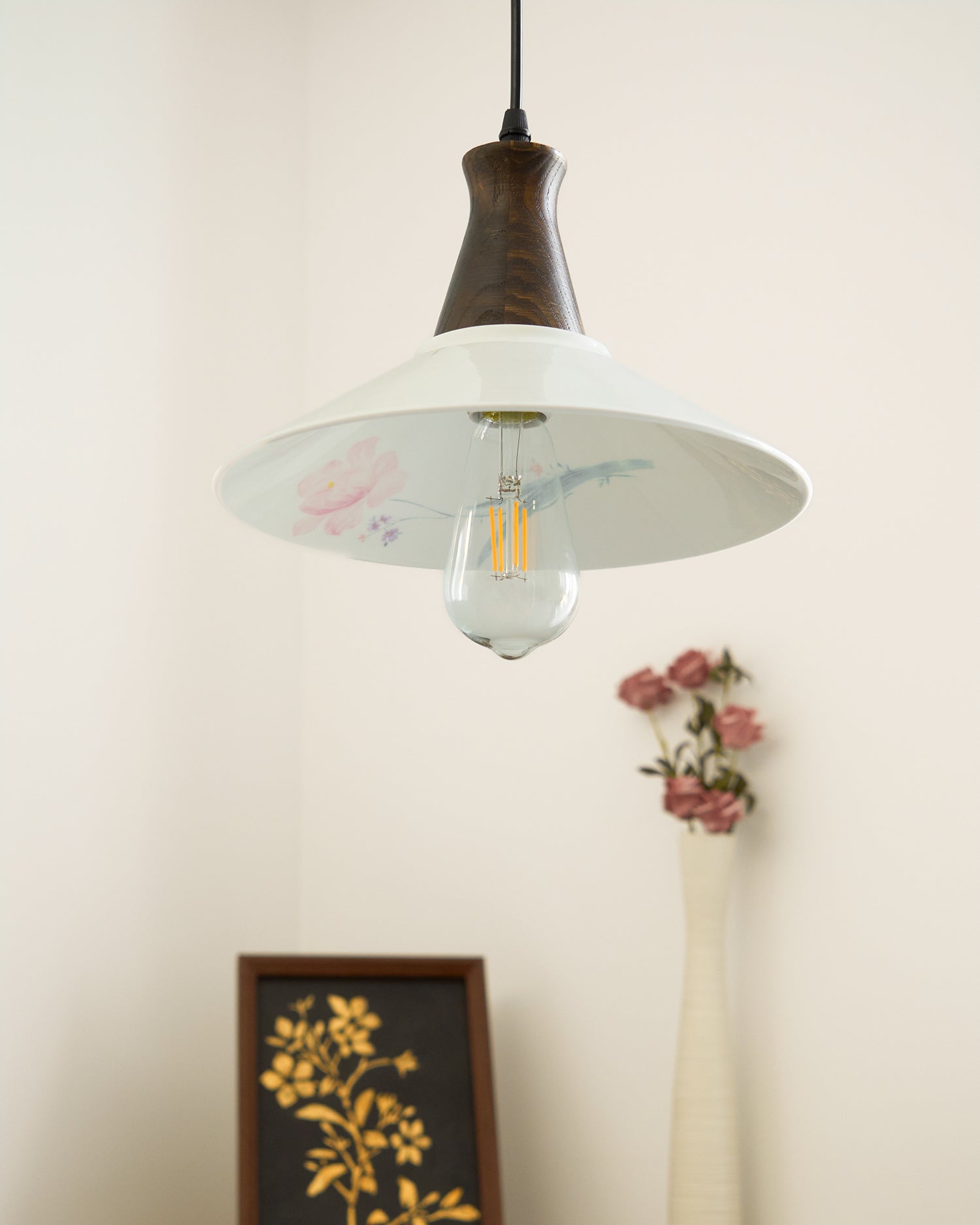 Linna Pendant Lamp Hand-Painted Floral Rustic - Letslighting