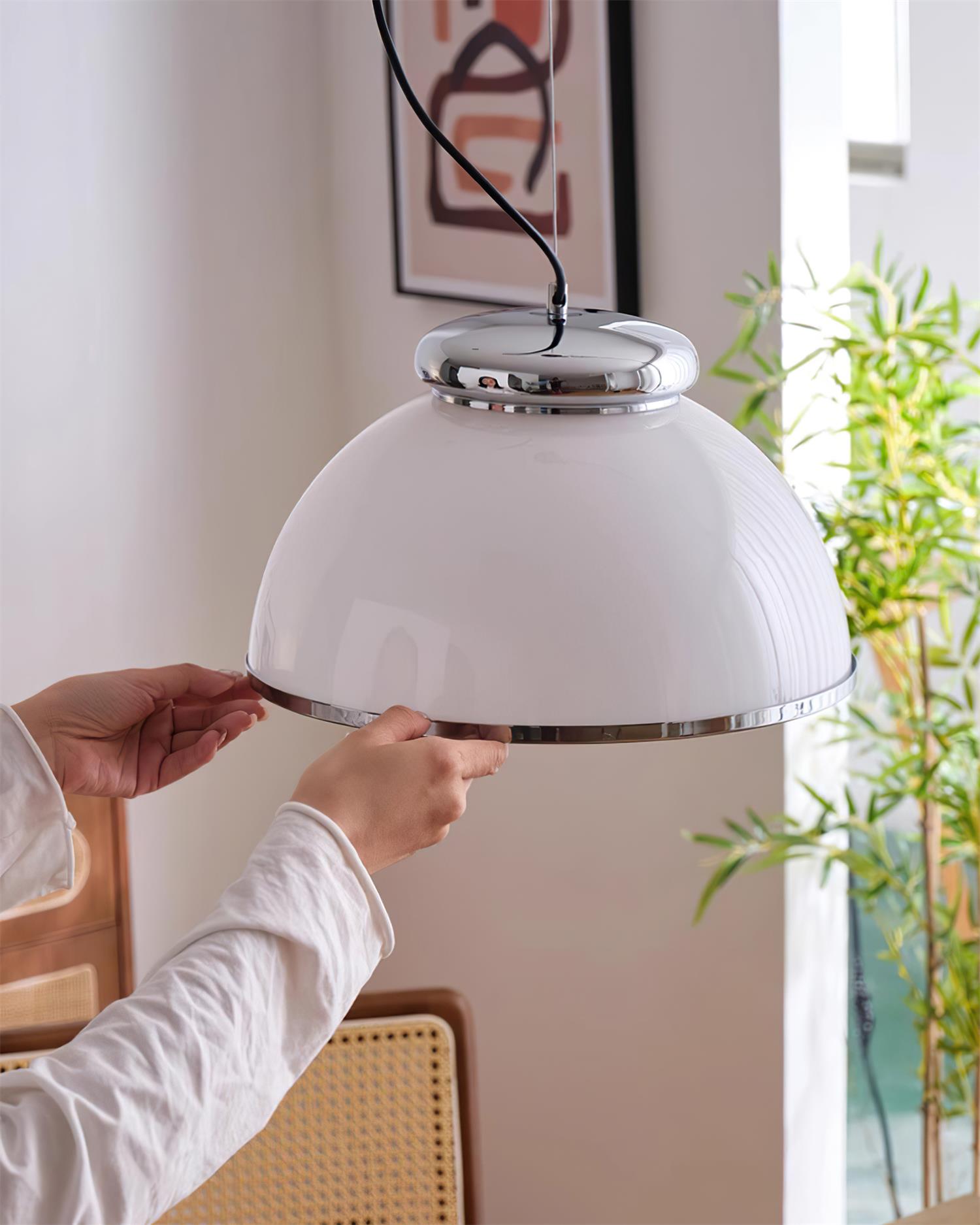 Lita Pendant Lamp Glass Dome Chrome Trim - Letslighting