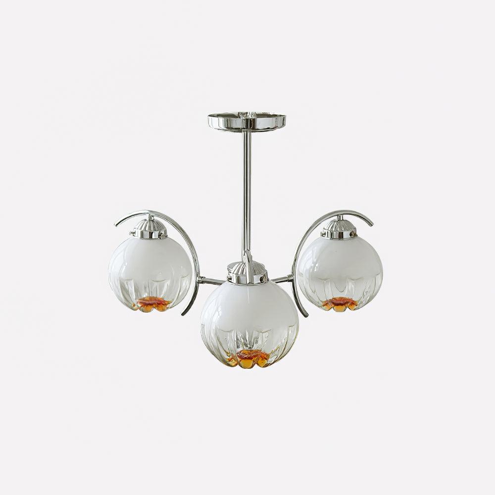 Chandelier Chrome Curved Arms with Frosted Globe Shades - Letslighting