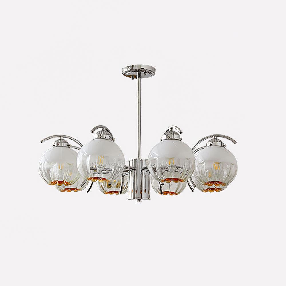 Chandelier Chrome Curved Arms with Frosted Globe Shades - Letslighting