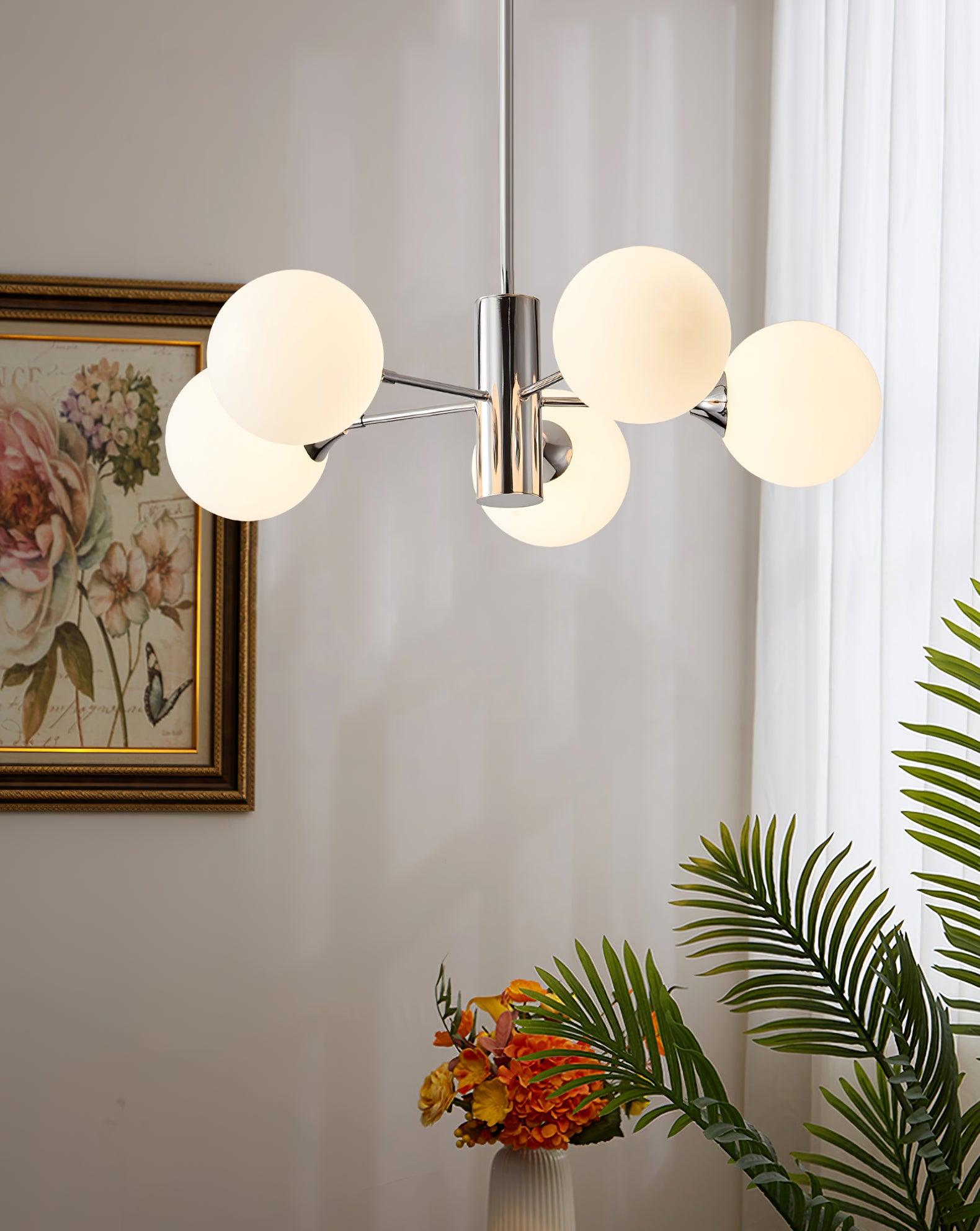 Lustra Chandelier Chrome Glass Globe - Letslighting