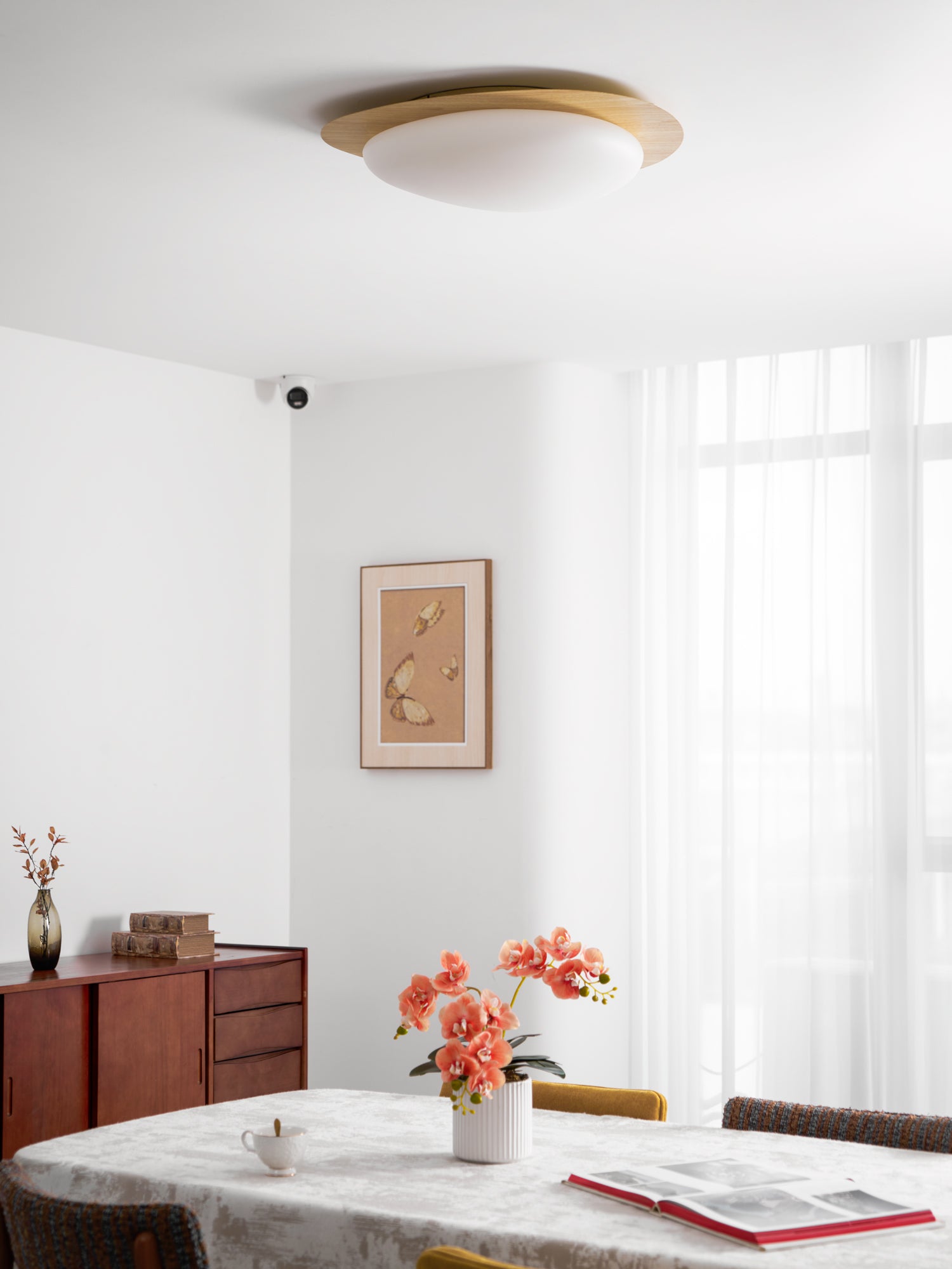 Solara Ceiling Light Pebble Walnut Acrylic LED - Letslighting