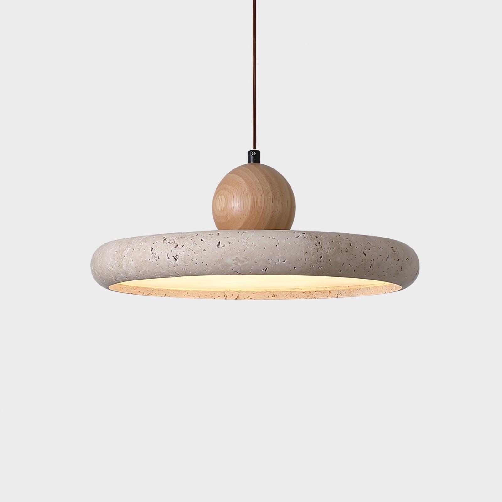 Ritta Travertine & Wood Pendant Light