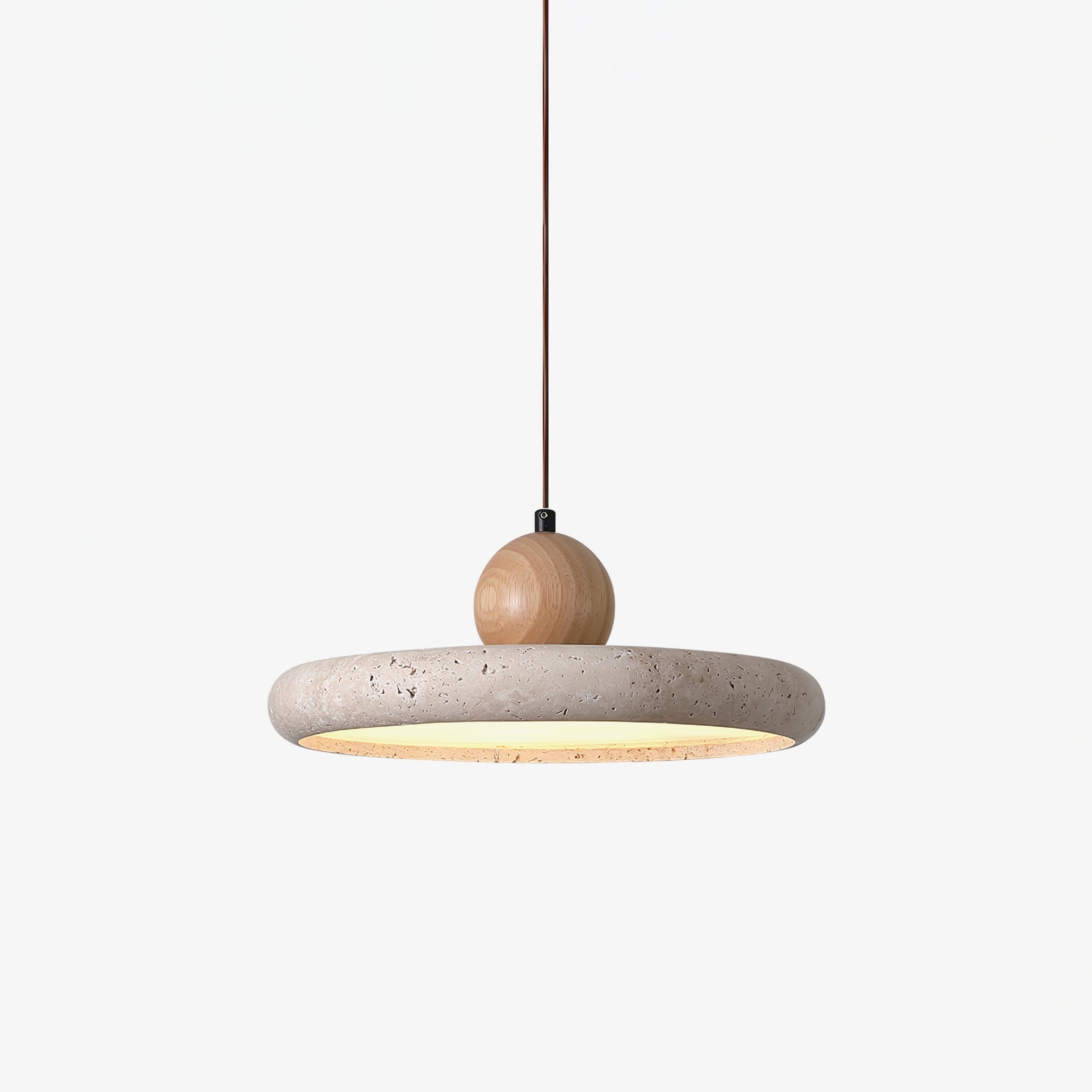 Ritta Travertine & Wood Pendant Light