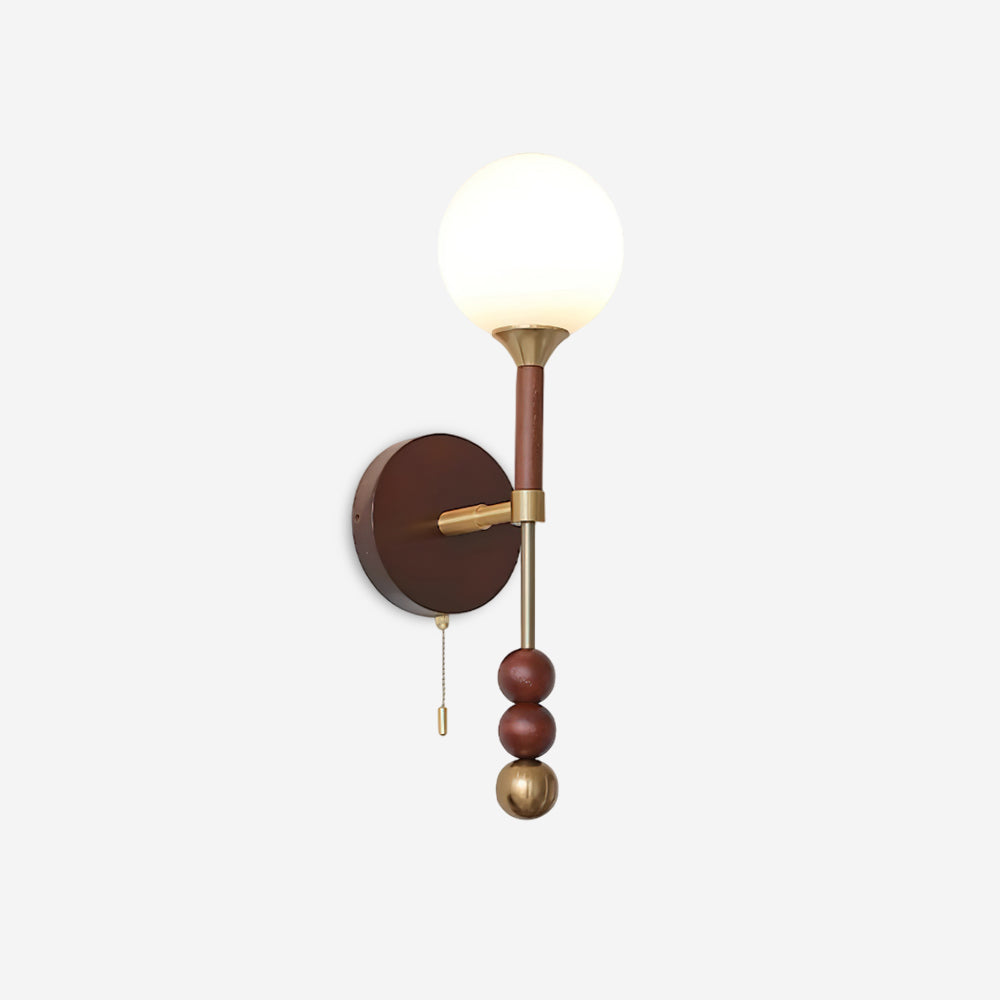 Wall Lamp with Glass Globe and Walnut Wood Accents Plug-In - Letslighting